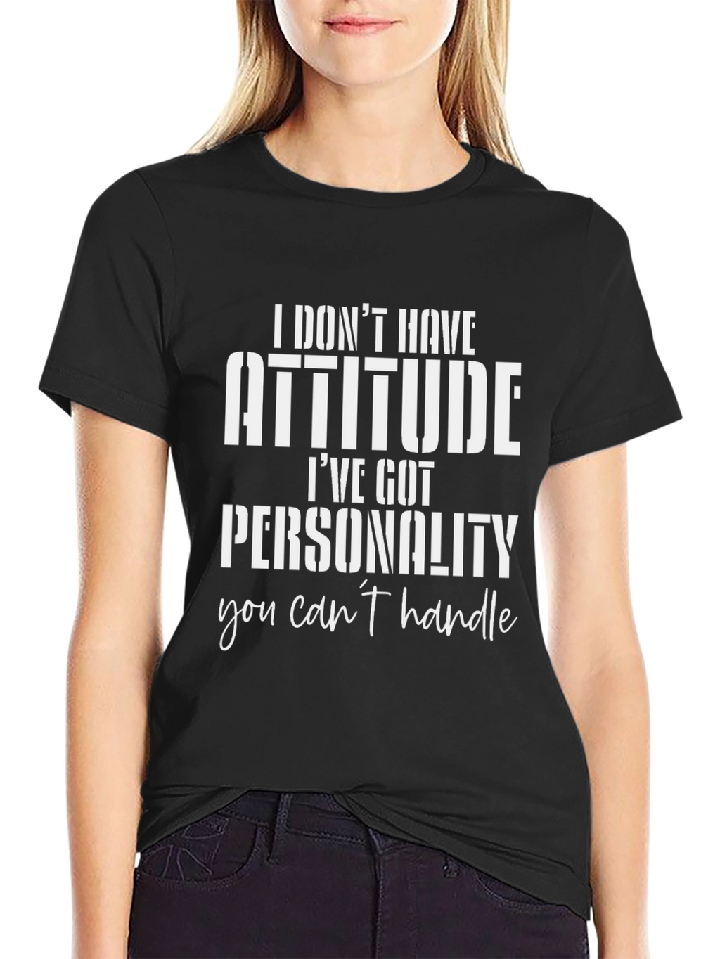 Attitude Funny Slogan Graphic Black T-Shirt