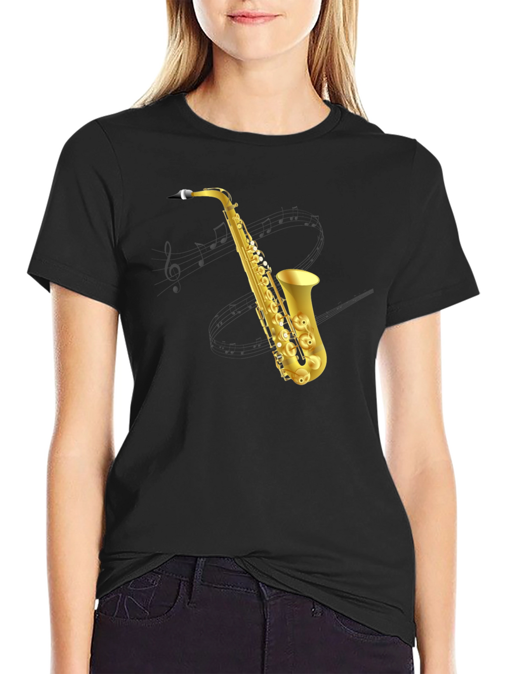 Saxophone Graphic Tee - Musicians Black T-Shirt
