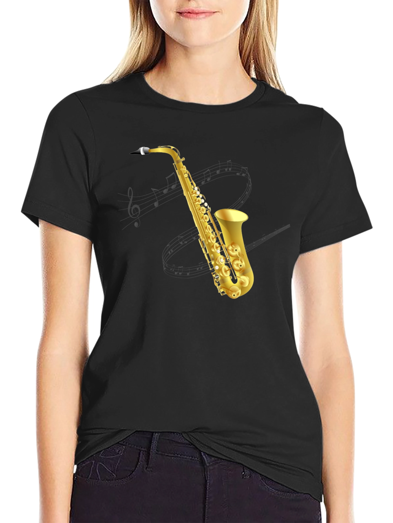 Saxophone Graphic Tee - Musicians Black T-Shirt