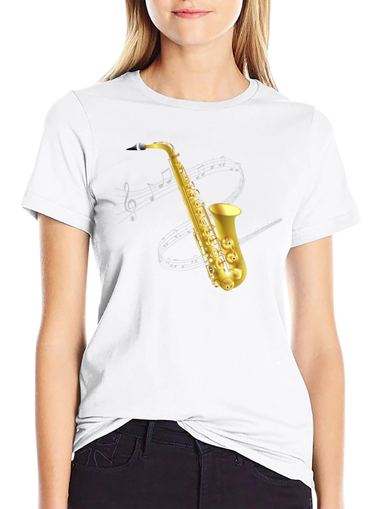Saxophone Graphic Tee - Musicians Black T-Shirt