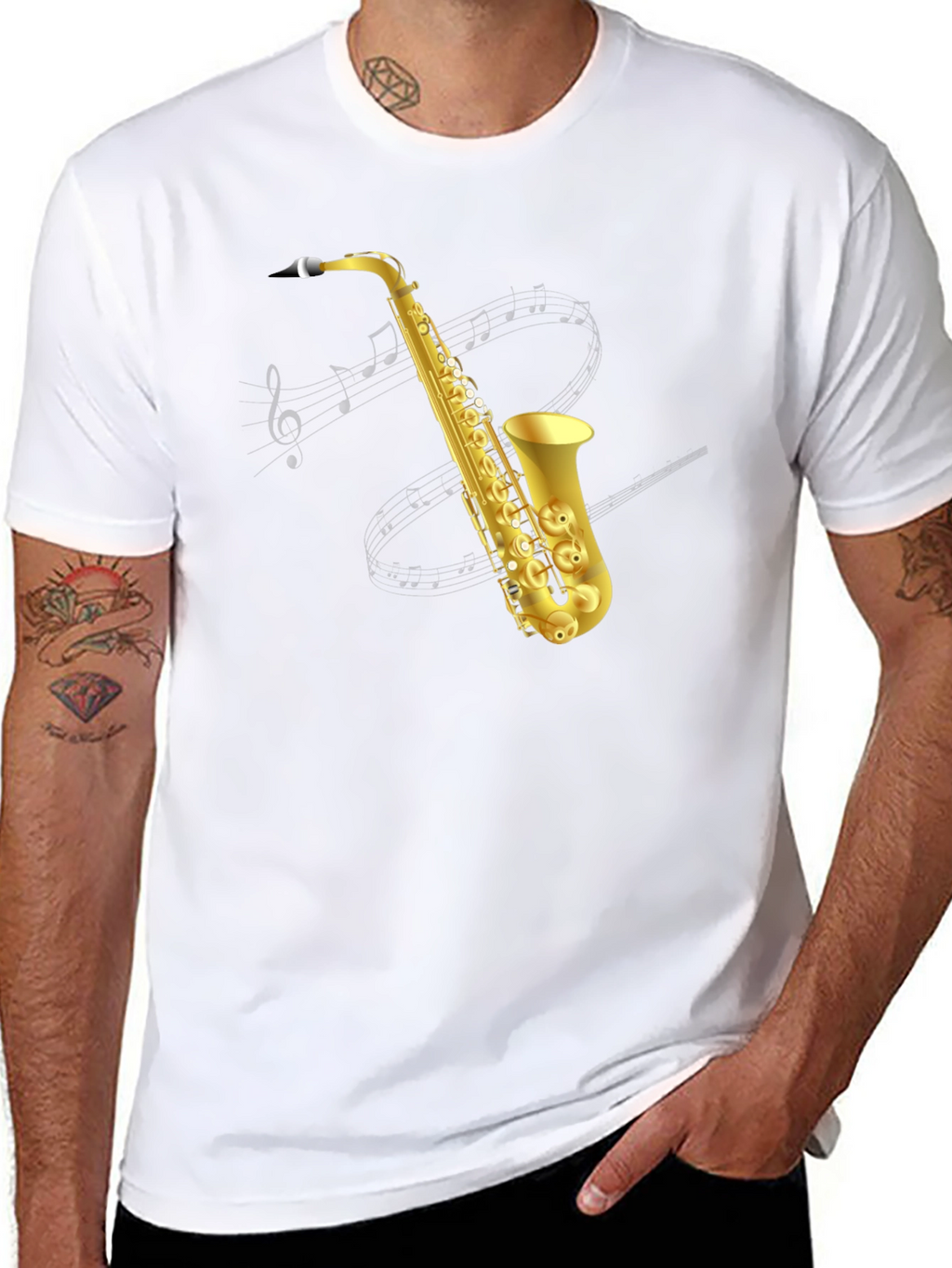Saxophone Graphic Tee - Musicians Black T-Shirt