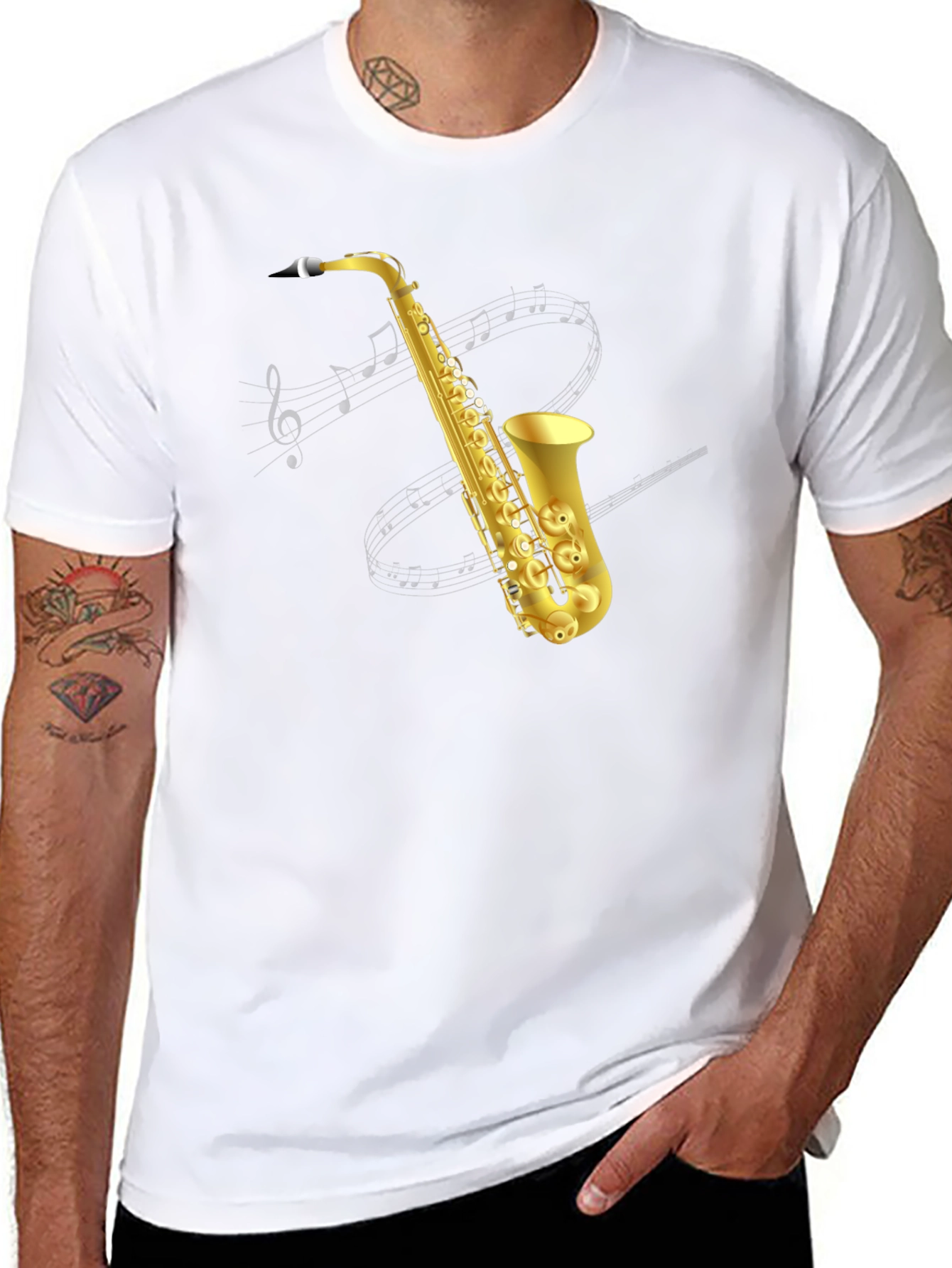 Saxophone Graphic Tee - Musicians Black T-Shirt