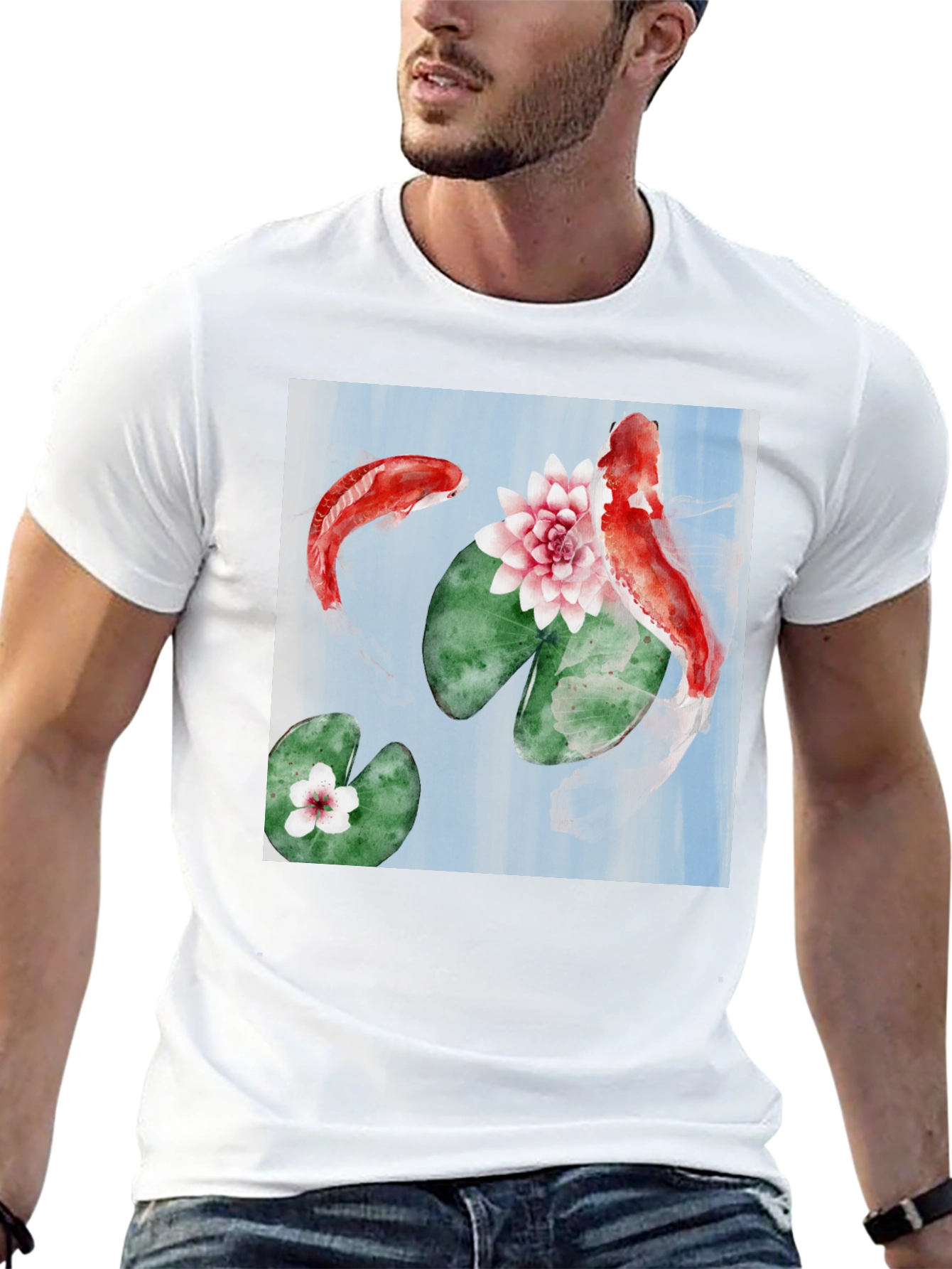 Koi Fish Graphic Tee - Stylish Black T-Shirt