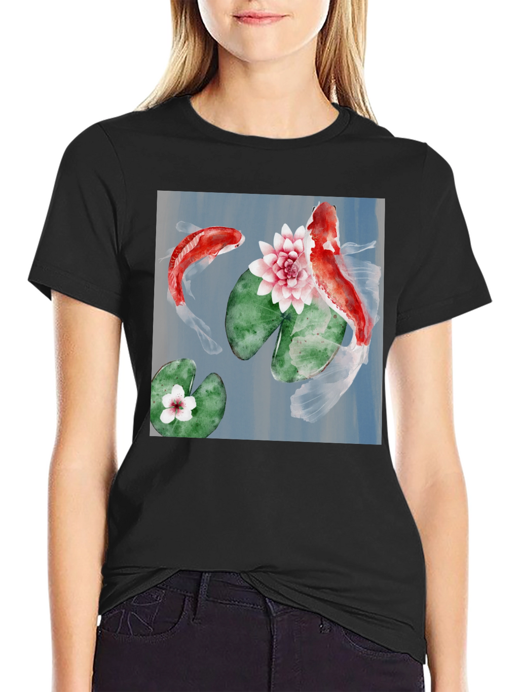 Koi Fish Graphic Tee - Stylish Black T-Shirt