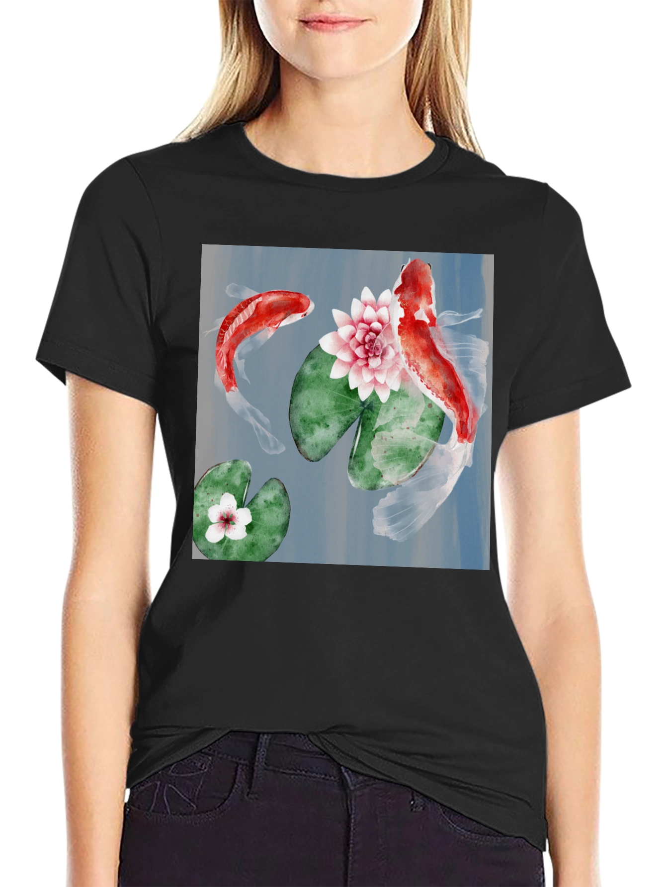 Koi Fish Graphic Tee - Stylish Black T-Shirt