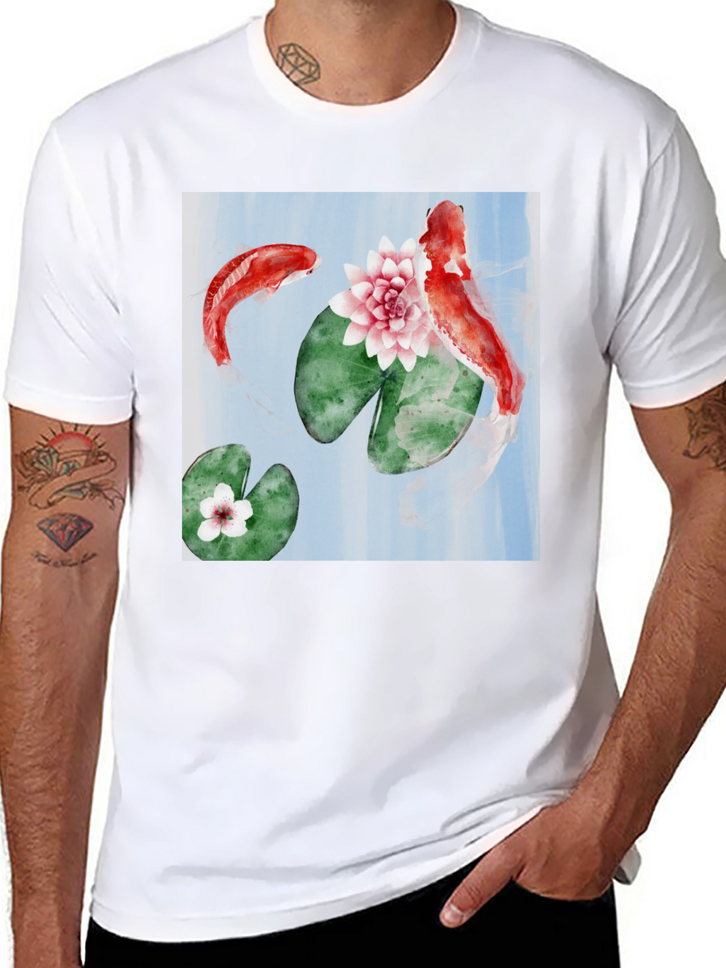 Koi Fish Graphic Tee - Stylish Black T-Shirt