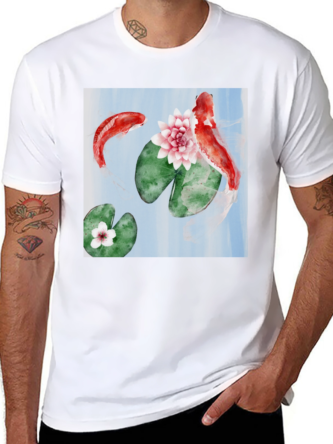 Koi Fish Graphic Tee - Stylish Black T-Shirt