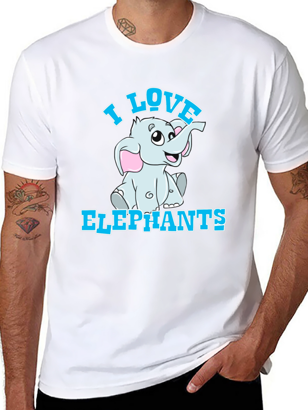 I Love Elephants T-Shirt - Cute Cartoon Graphic Tee