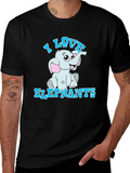 I Love Elephants T-Shirt - Cute Cartoon Graphic Tee