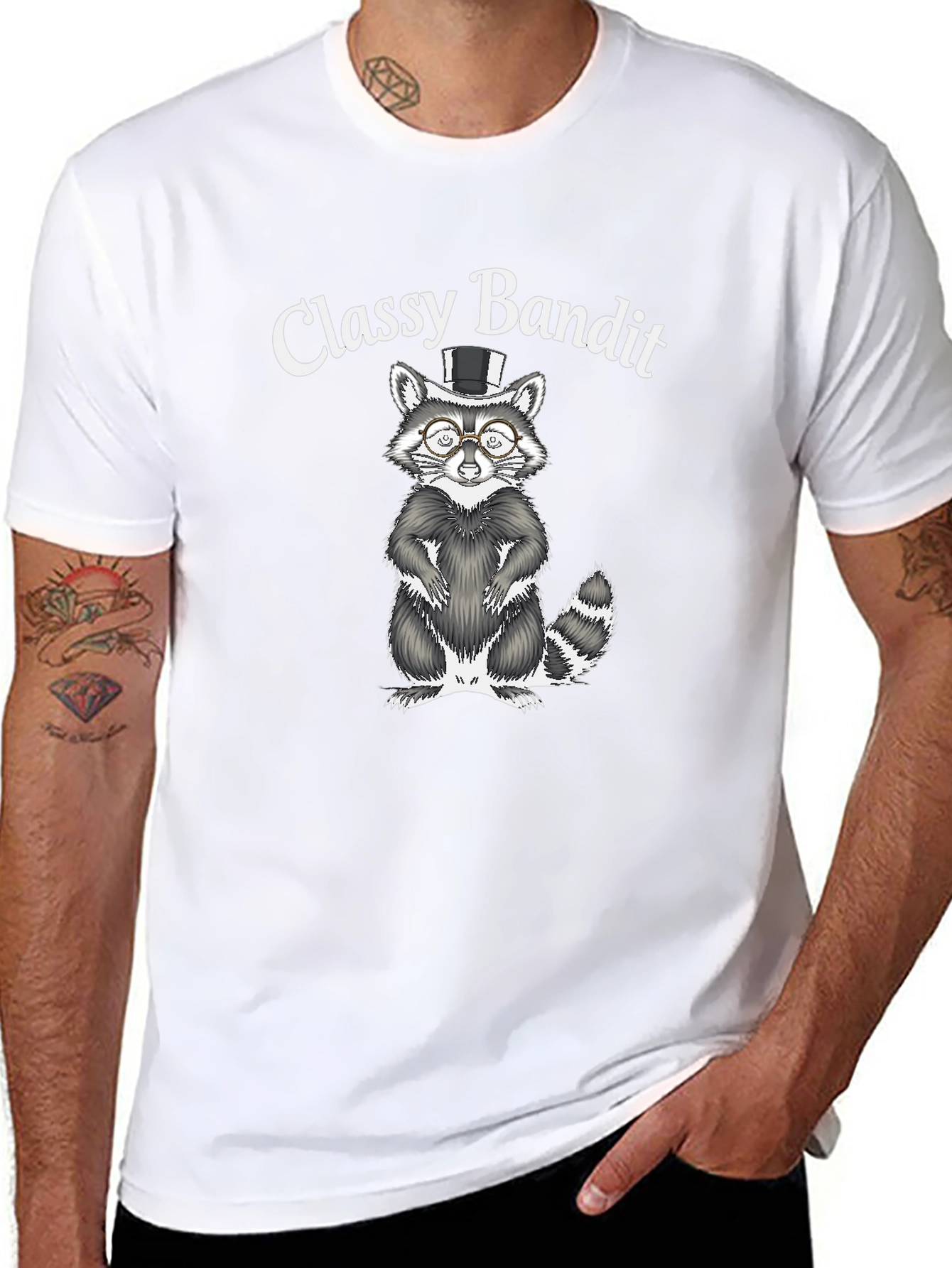 Classy Bandit Raccoon Graphic T-Shirt