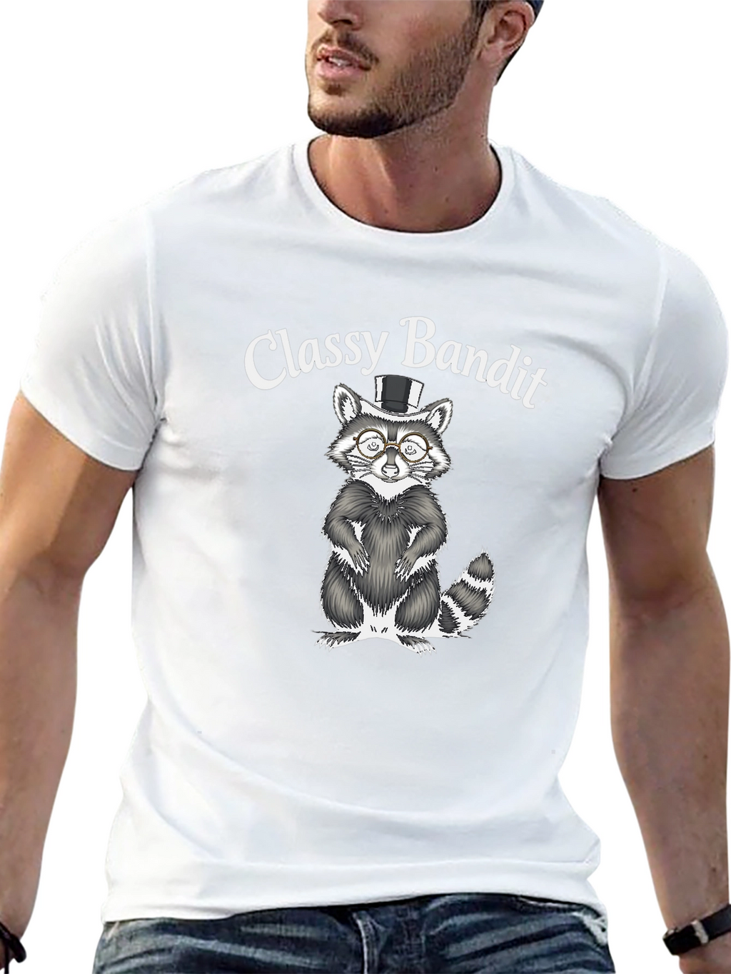 Classy Bandit Raccoon Graphic T-Shirt