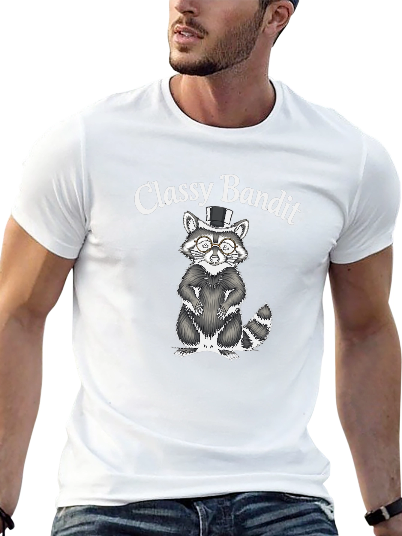 Classy Bandit Raccoon Graphic T-Shirt