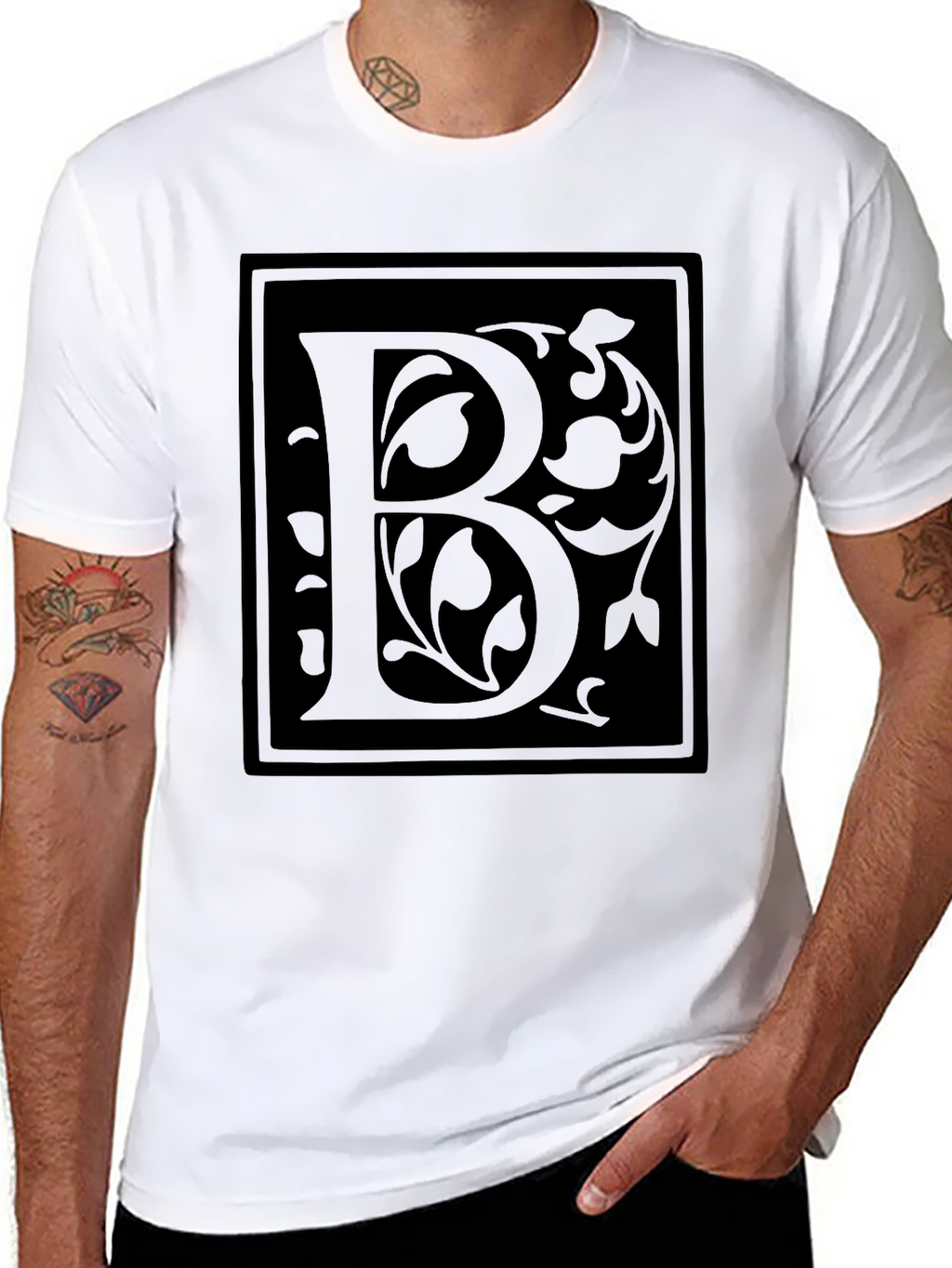 Elegant Black T-Shirt with Letter B Design
