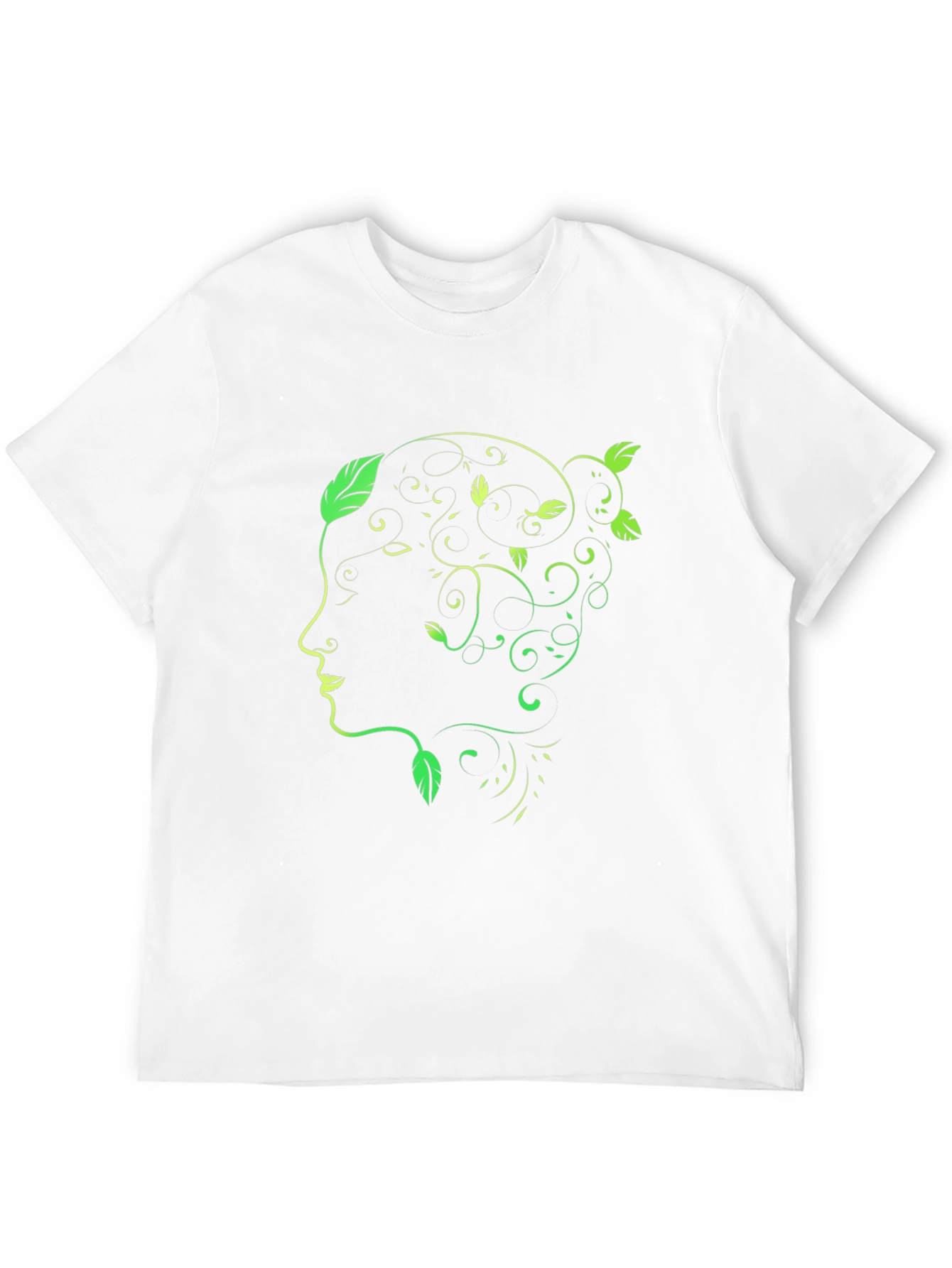Natures Profile Tee - Artistic Green Leaf Design