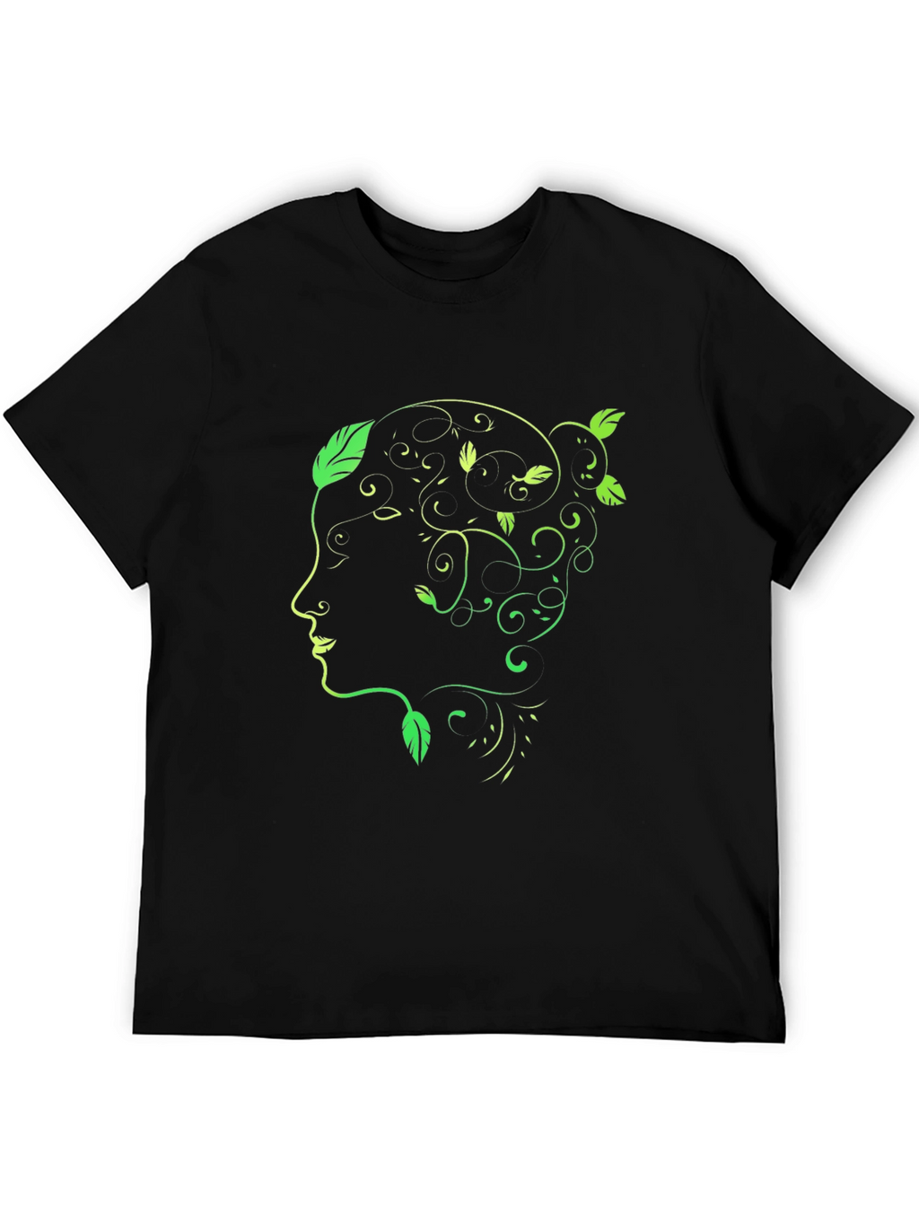Natures Profile Tee - Artistic Green Leaf Design