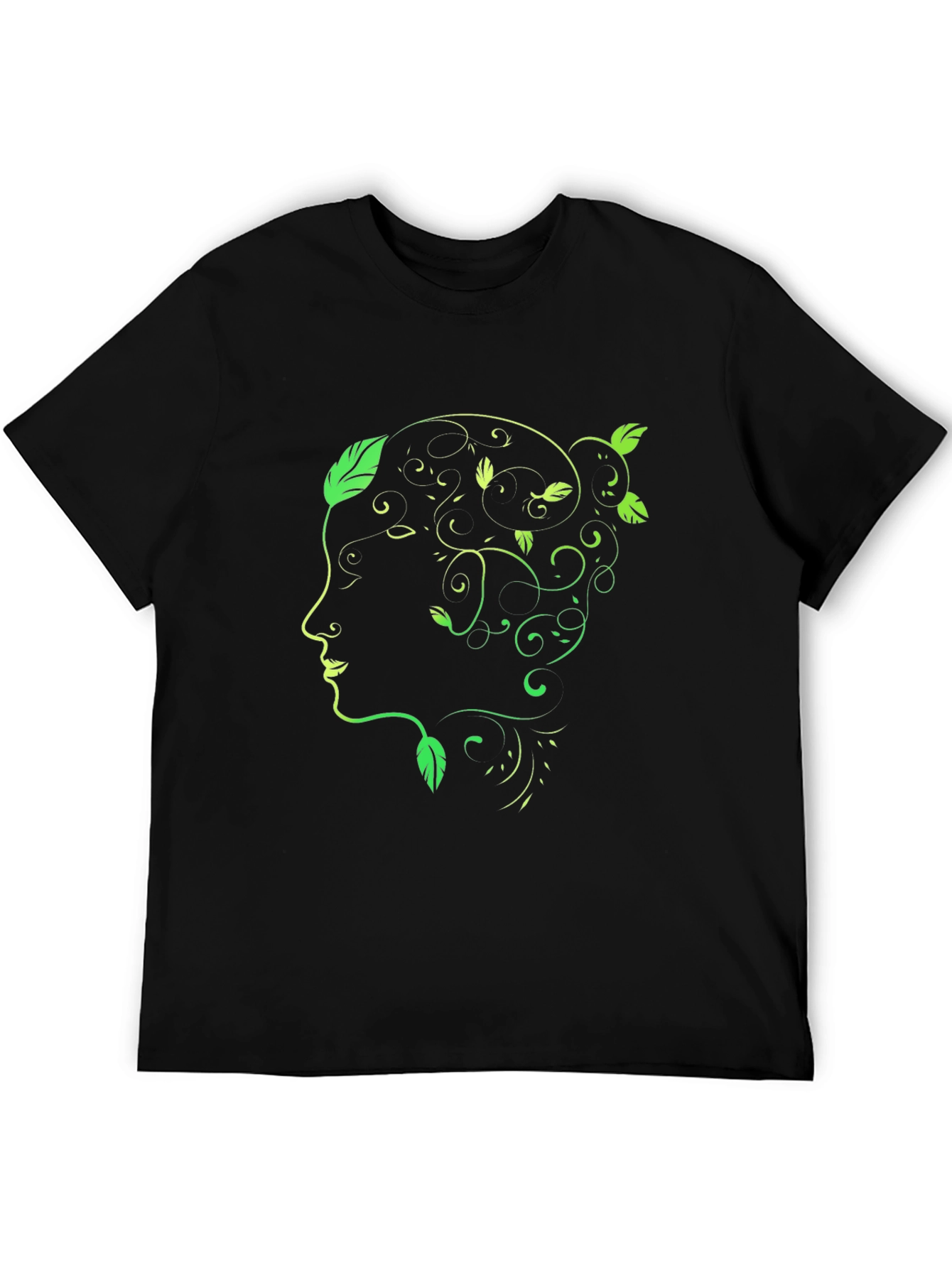 Natures Profile Tee - Artistic Green Leaf Design