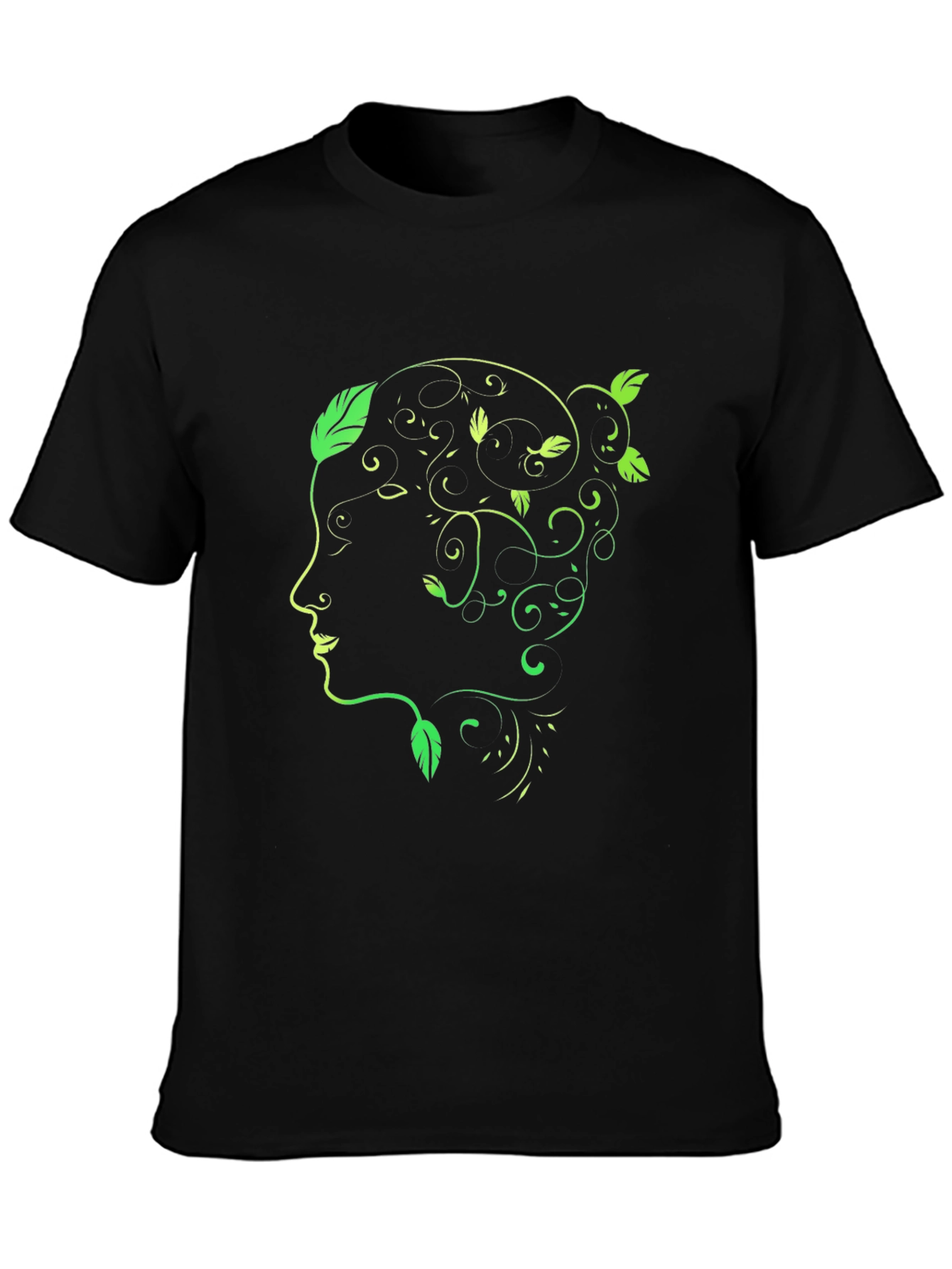 Natures Profile Tee - Artistic Green Leaf Design