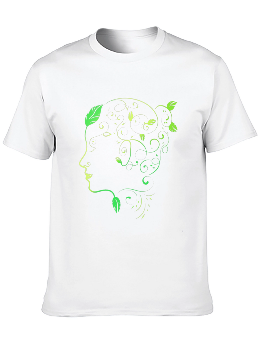 Natures Profile Tee - Artistic Green Leaf Design