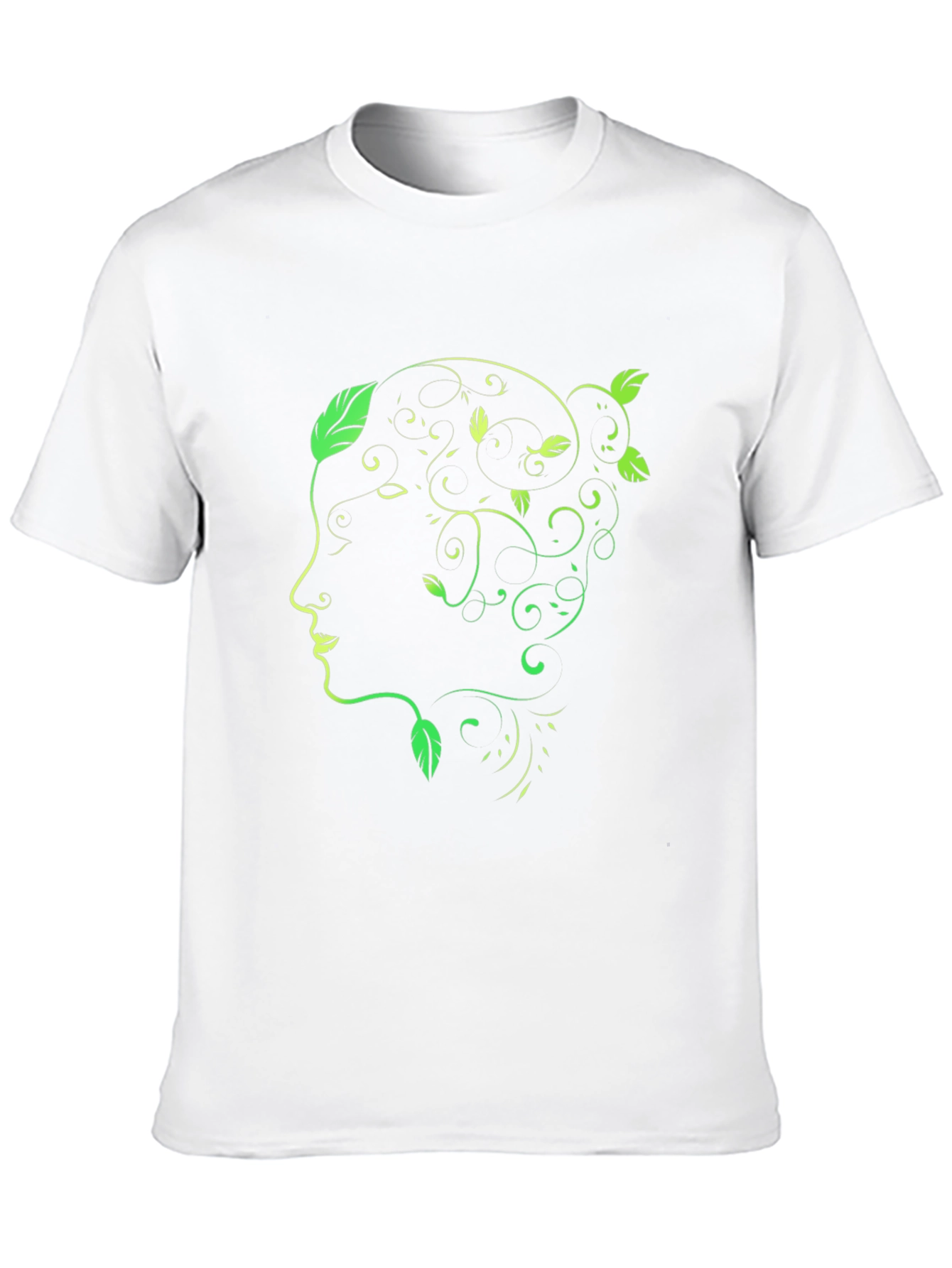 Natures Profile Tee - Artistic Green Leaf Design