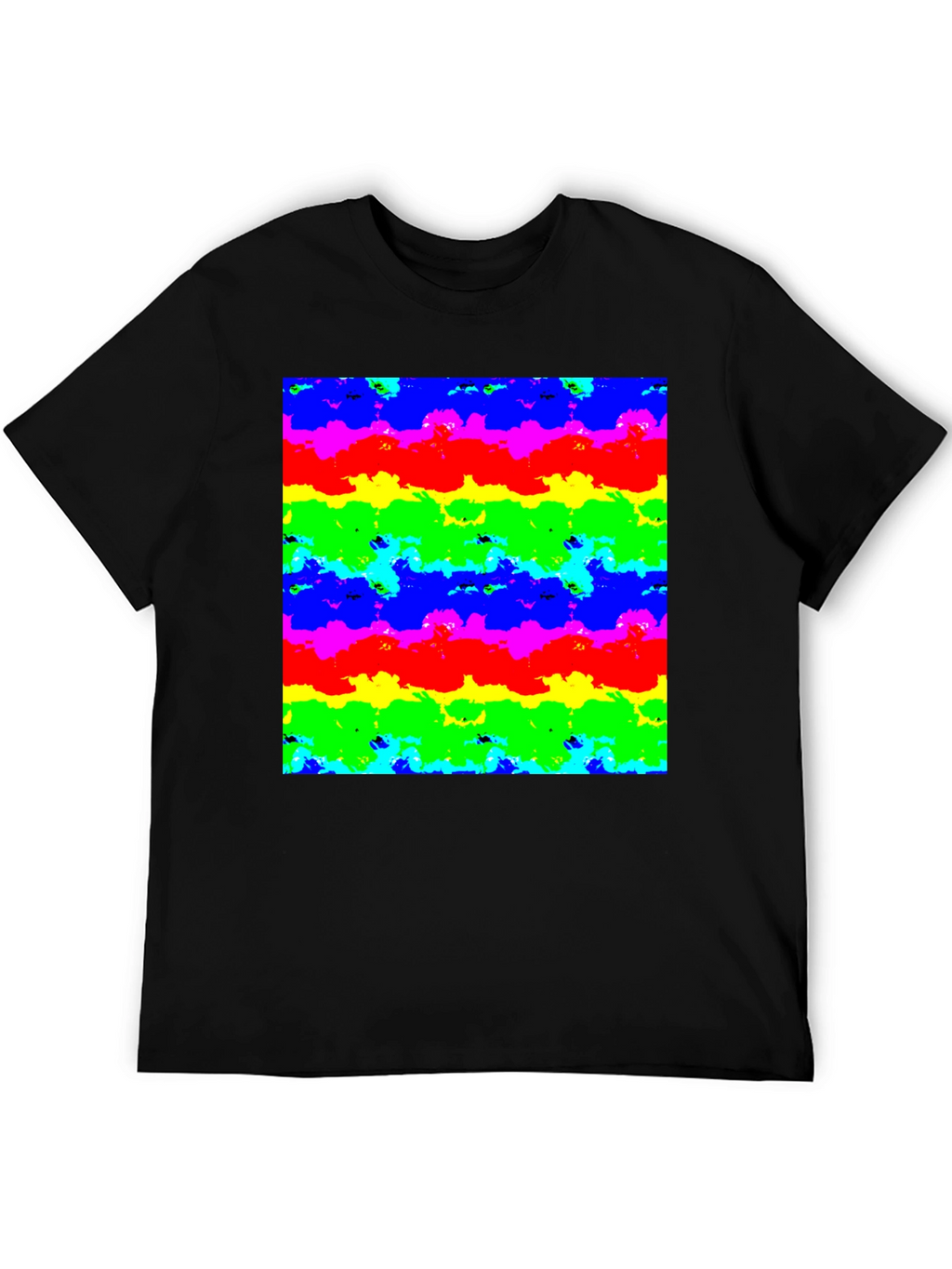 Rainbow Cloud Art Graphic Black T-Shirt