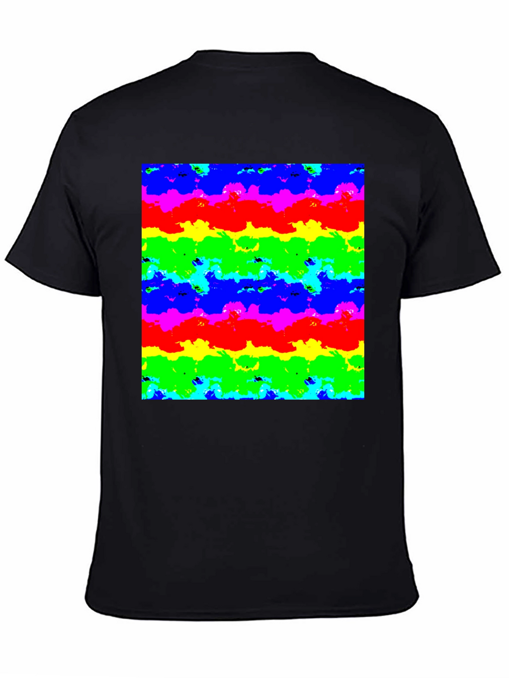 Rainbow Cloud Art Graphic Black T-Shirt