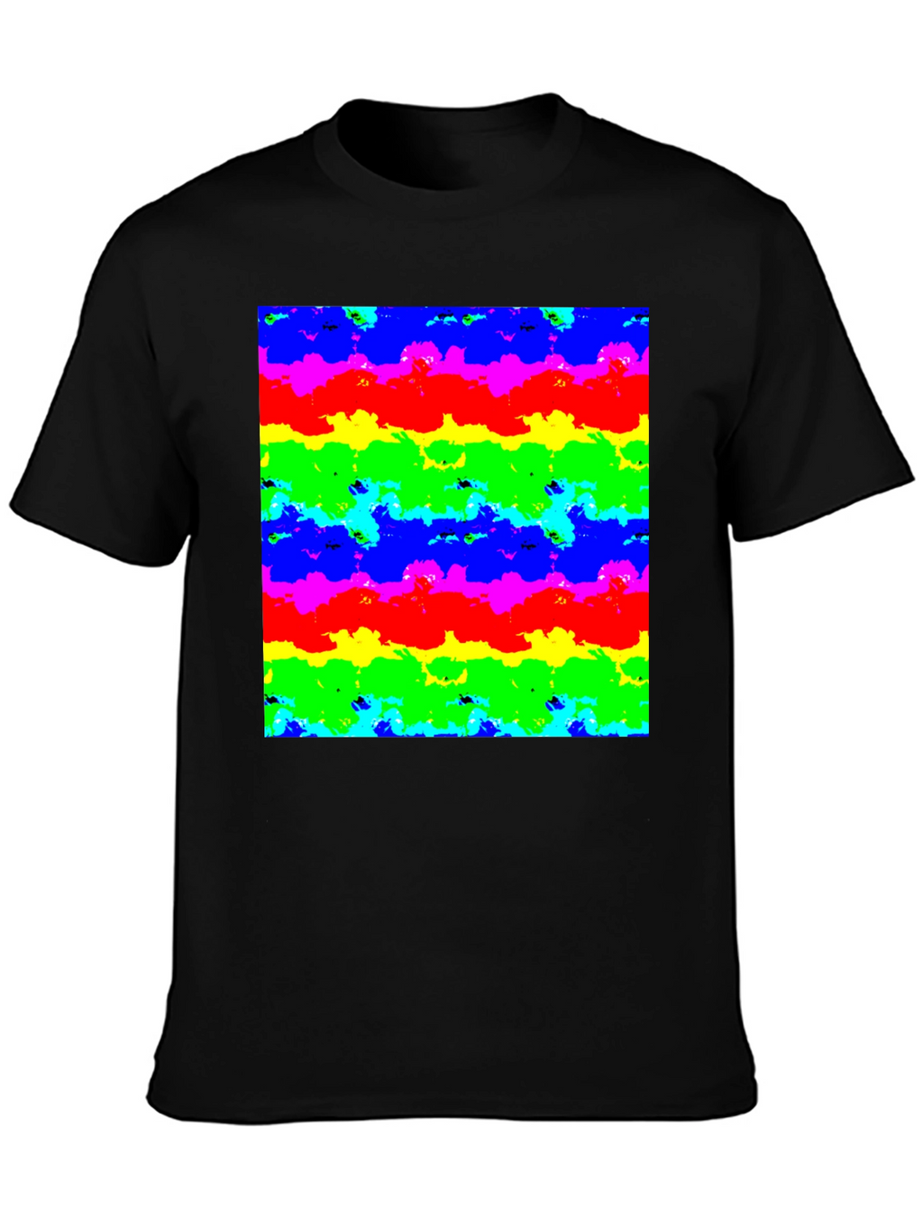 Rainbow Cloud Art Graphic Black T-Shirt