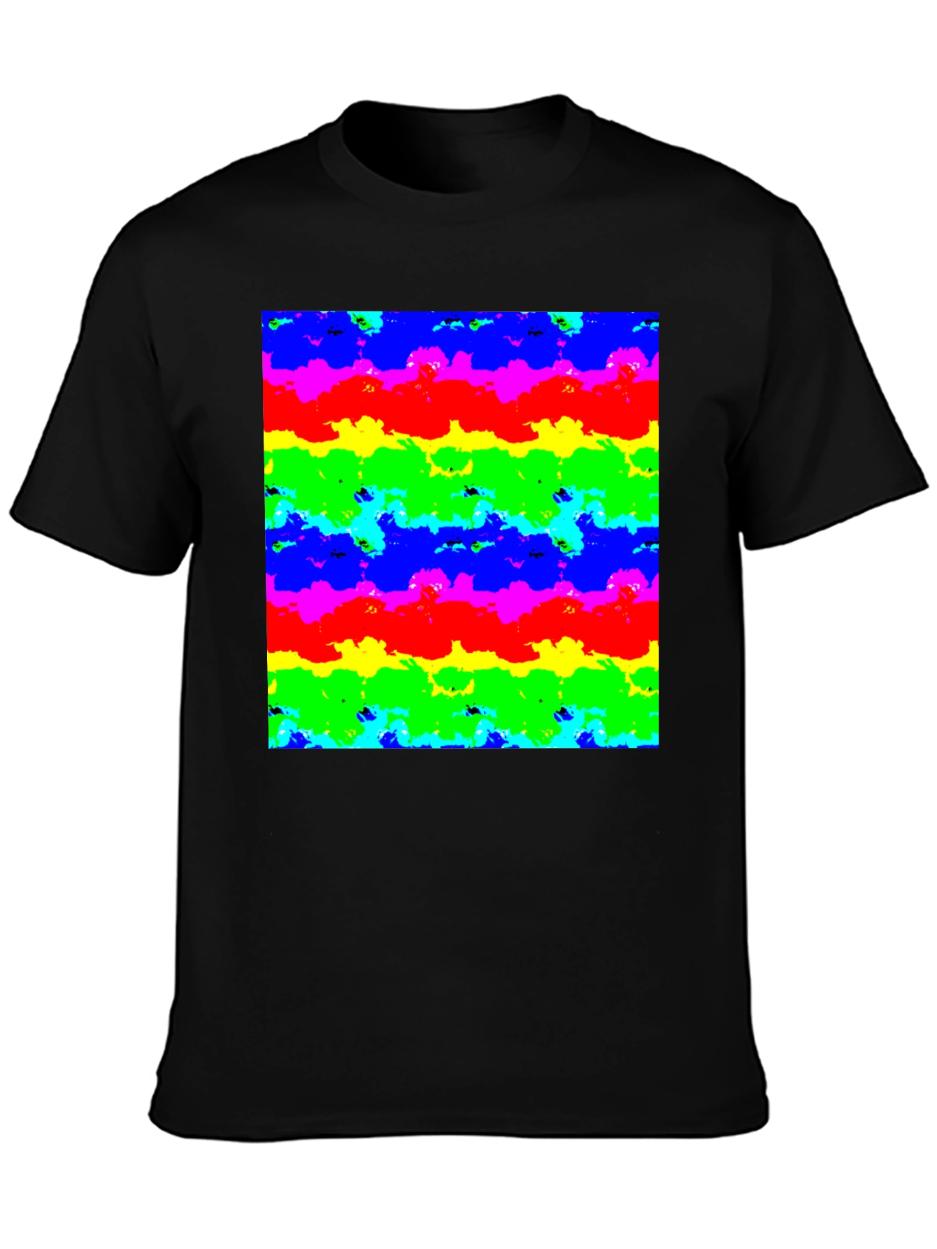 Rainbow Cloud Art Graphic Black T-Shirt