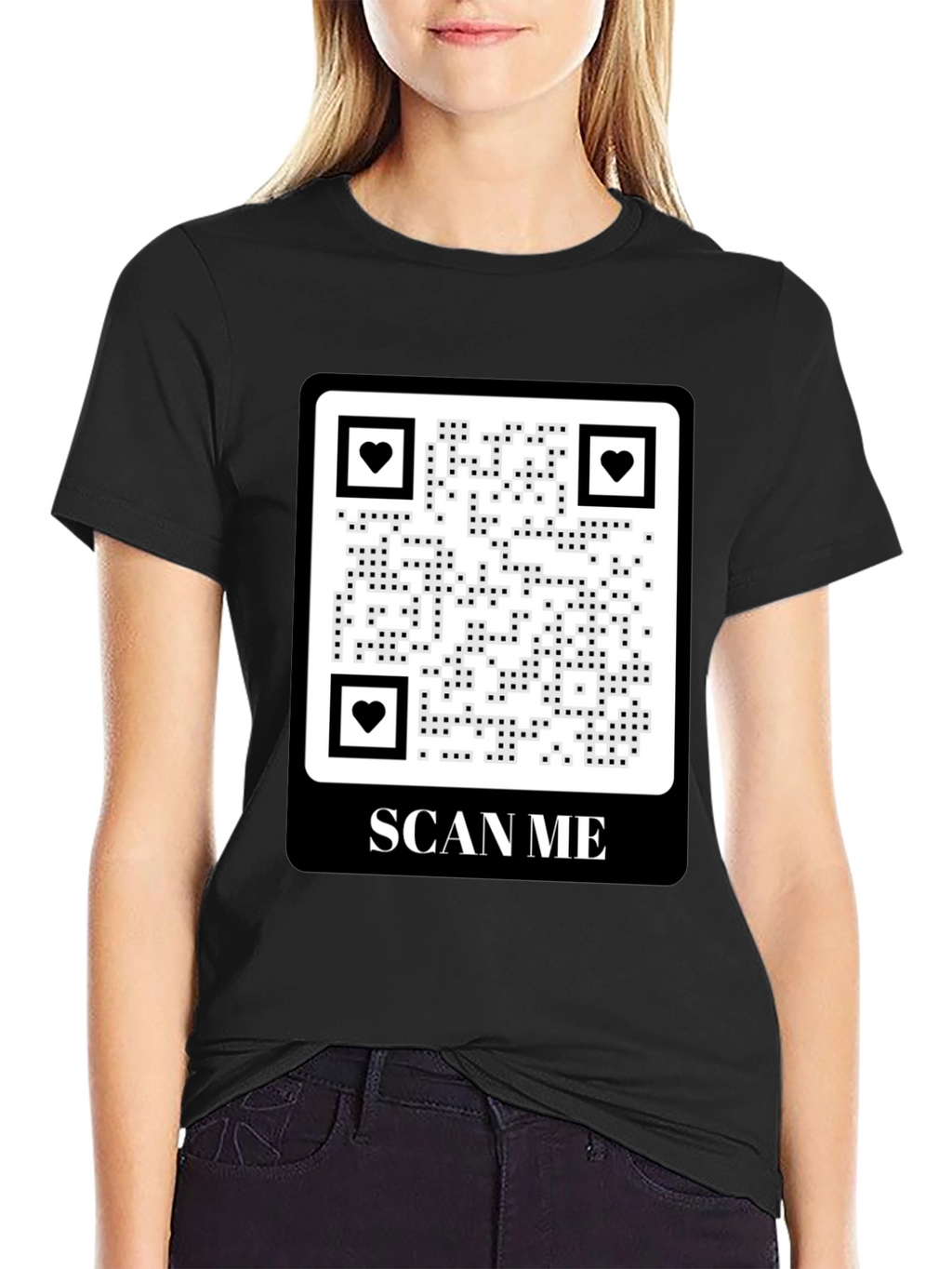 Scan Me QR Code Heart Graphic T-Shirt