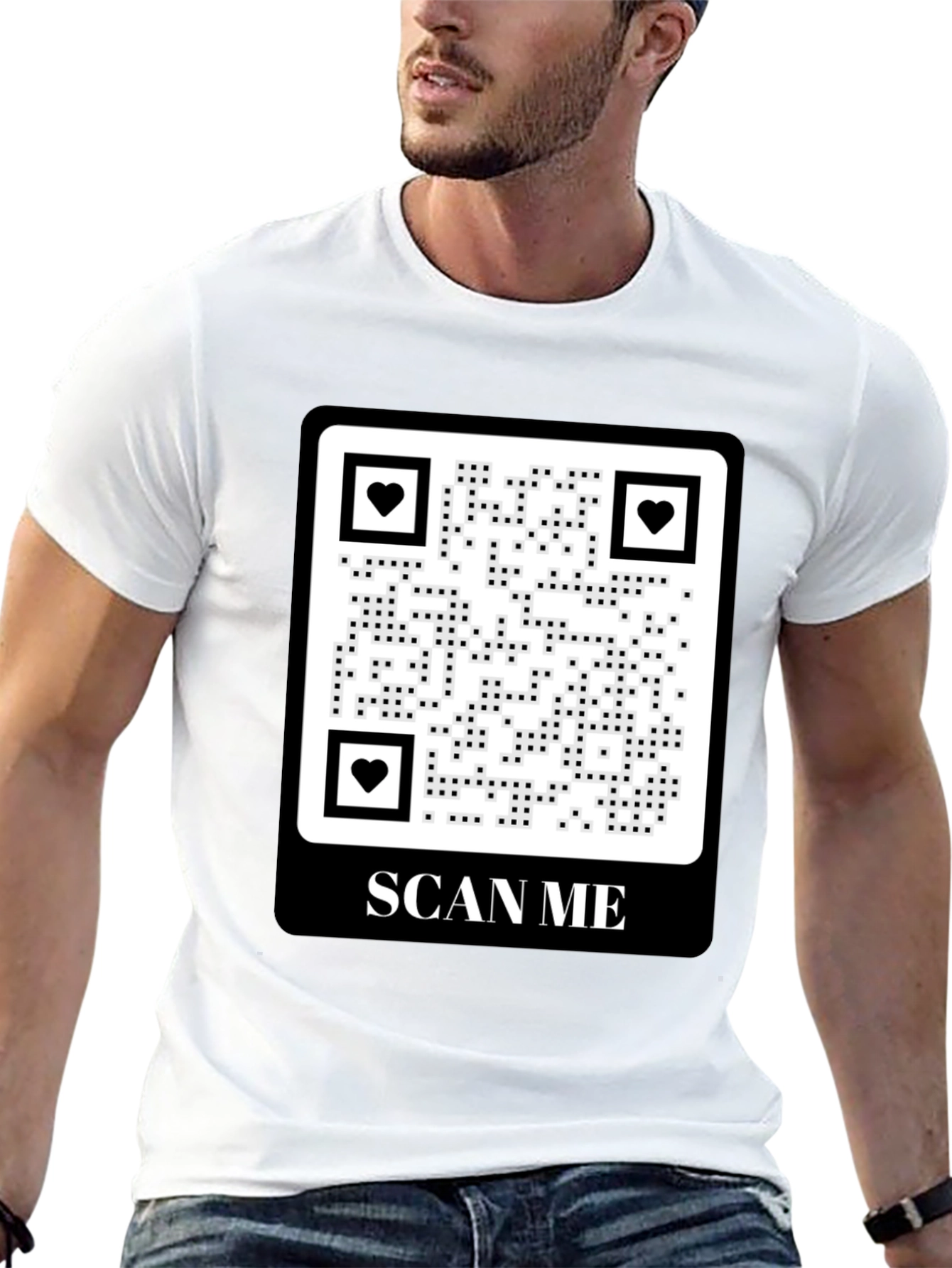 Scan Me QR Code Heart Graphic T-Shirt
