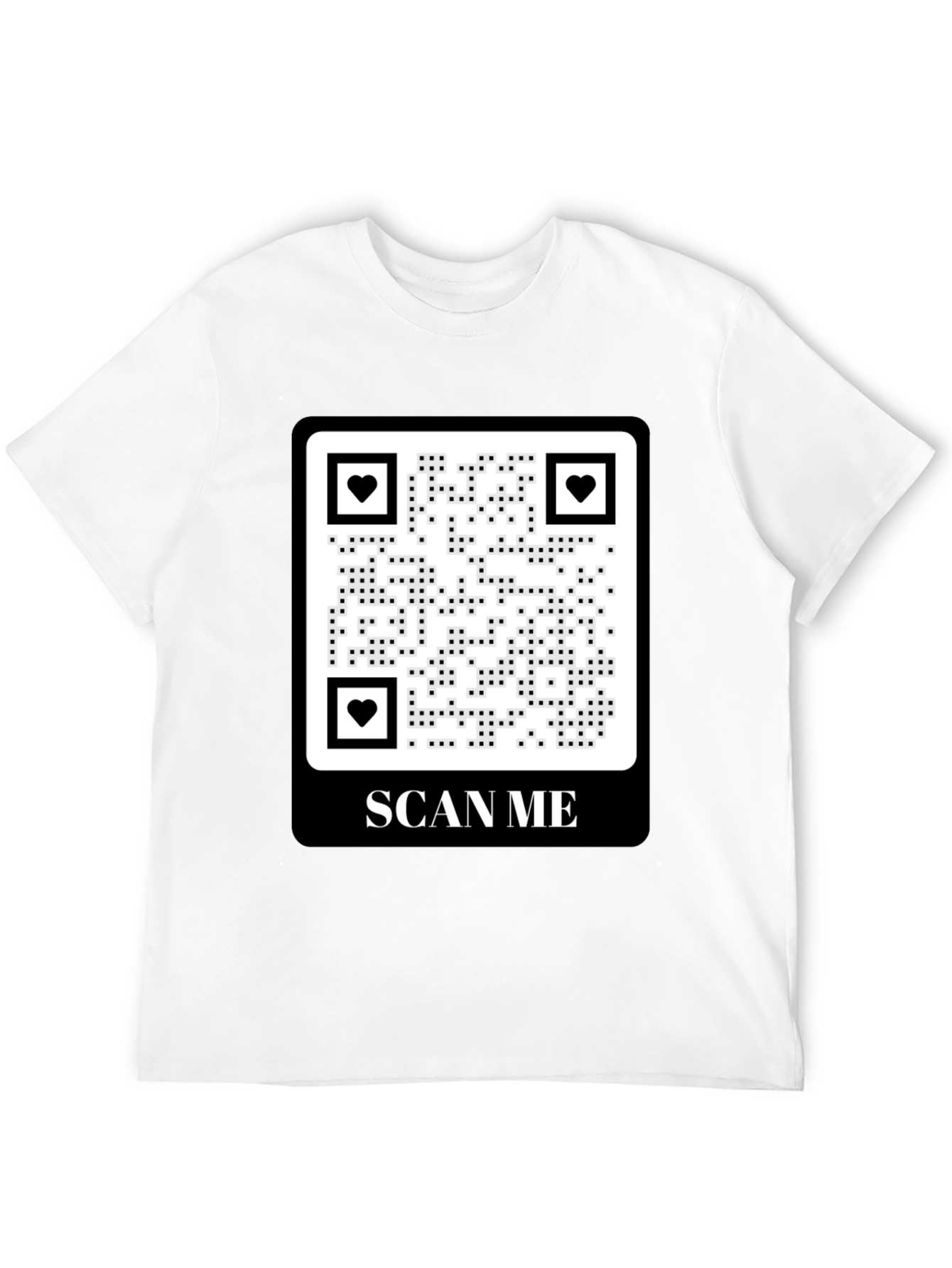 Scan Me QR Code Heart Graphic T-Shirt