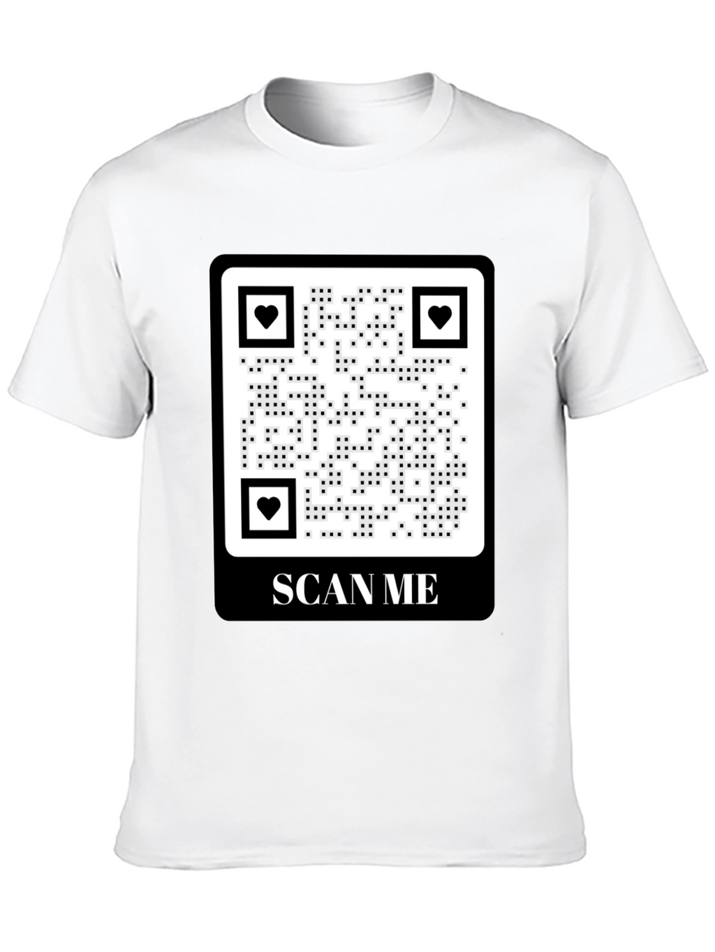Scan Me QR Code Heart Graphic T-Shirt