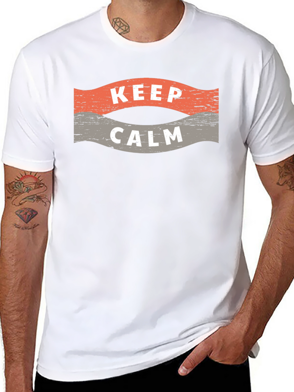 Keep Calm Graphic Print Crew Neck T-Shirt