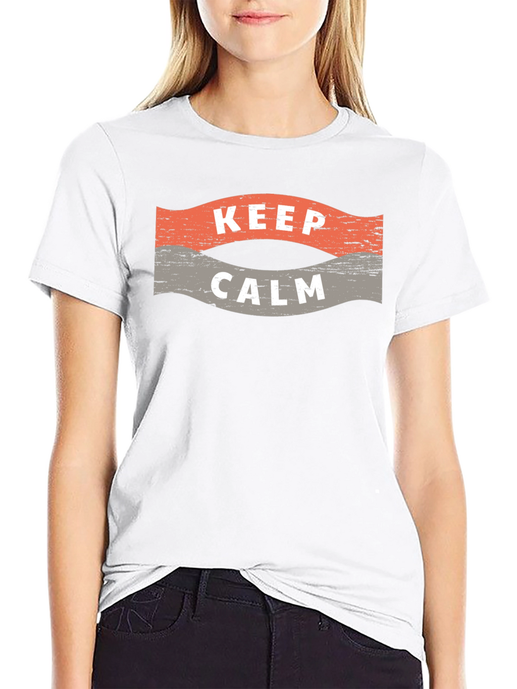 Keep Calm Graphic Print Crew Neck T-Shirt