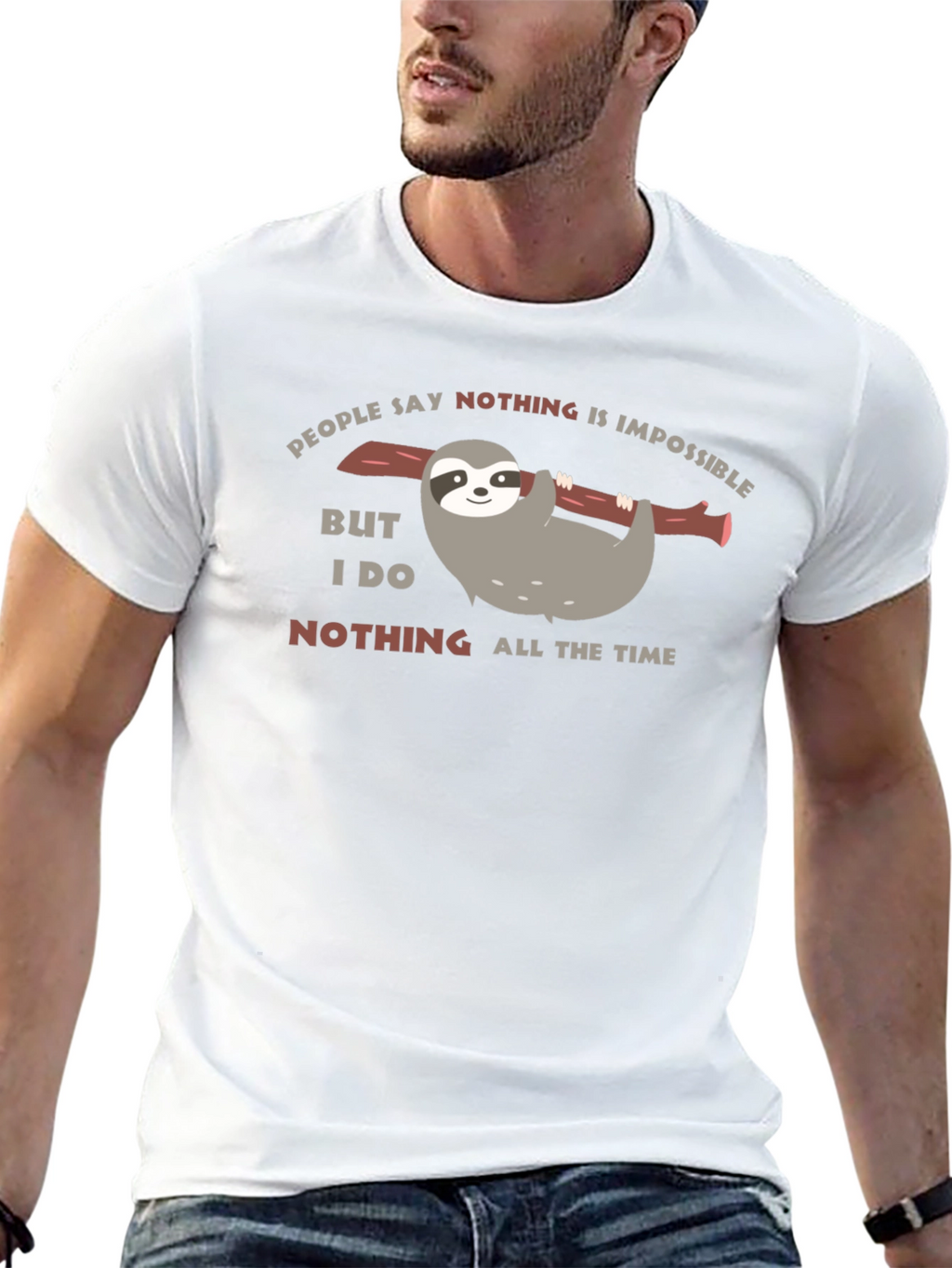 Funny Sloth Nothing All The Time Black T-Shirt