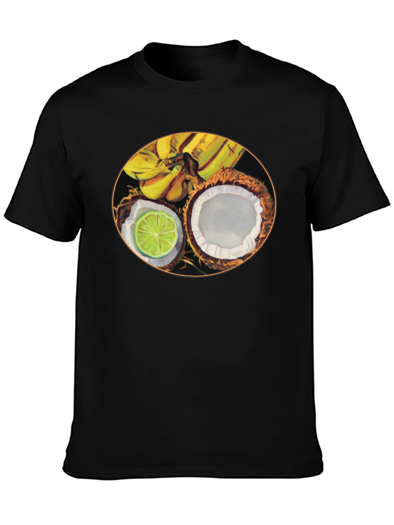 Tropical Fruit Graphic Black T-Shirt