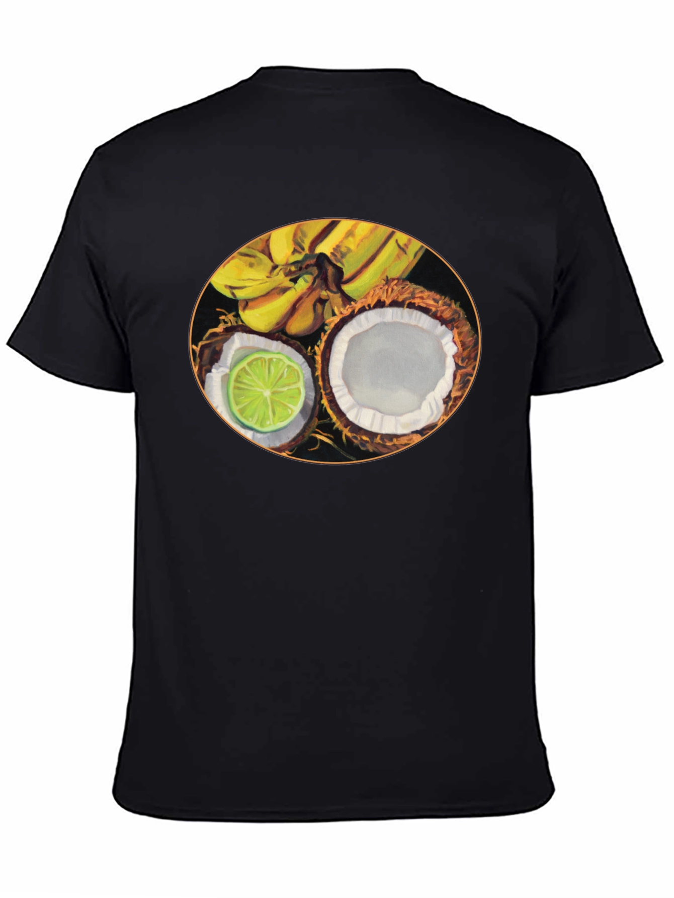 Tropical Fruit Graphic Black T-Shirt