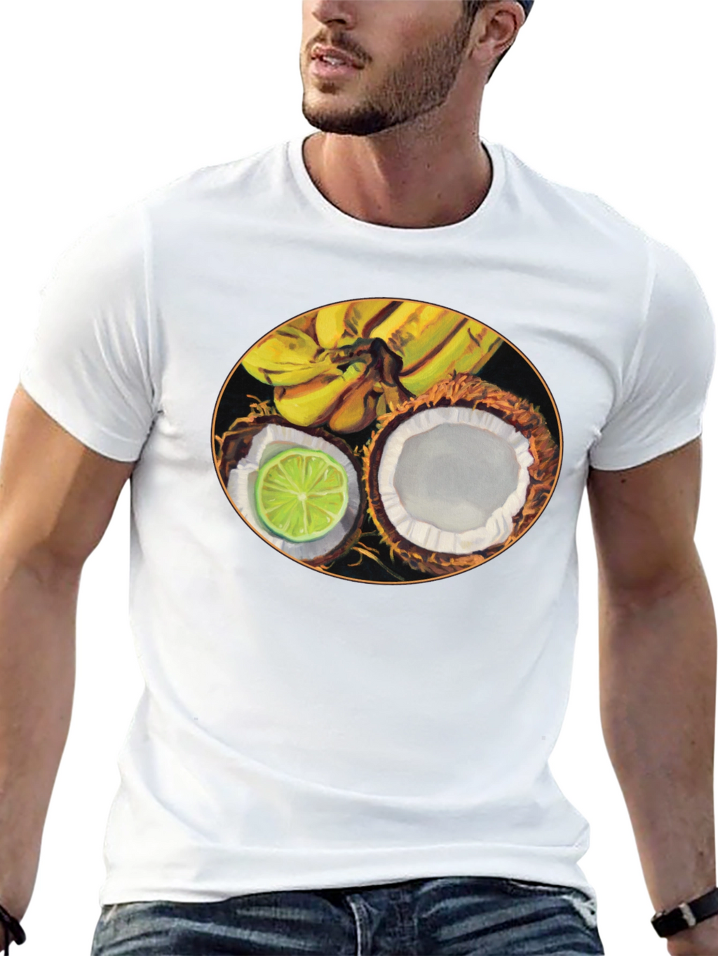 Tropical Fruit Graphic Black T-Shirt