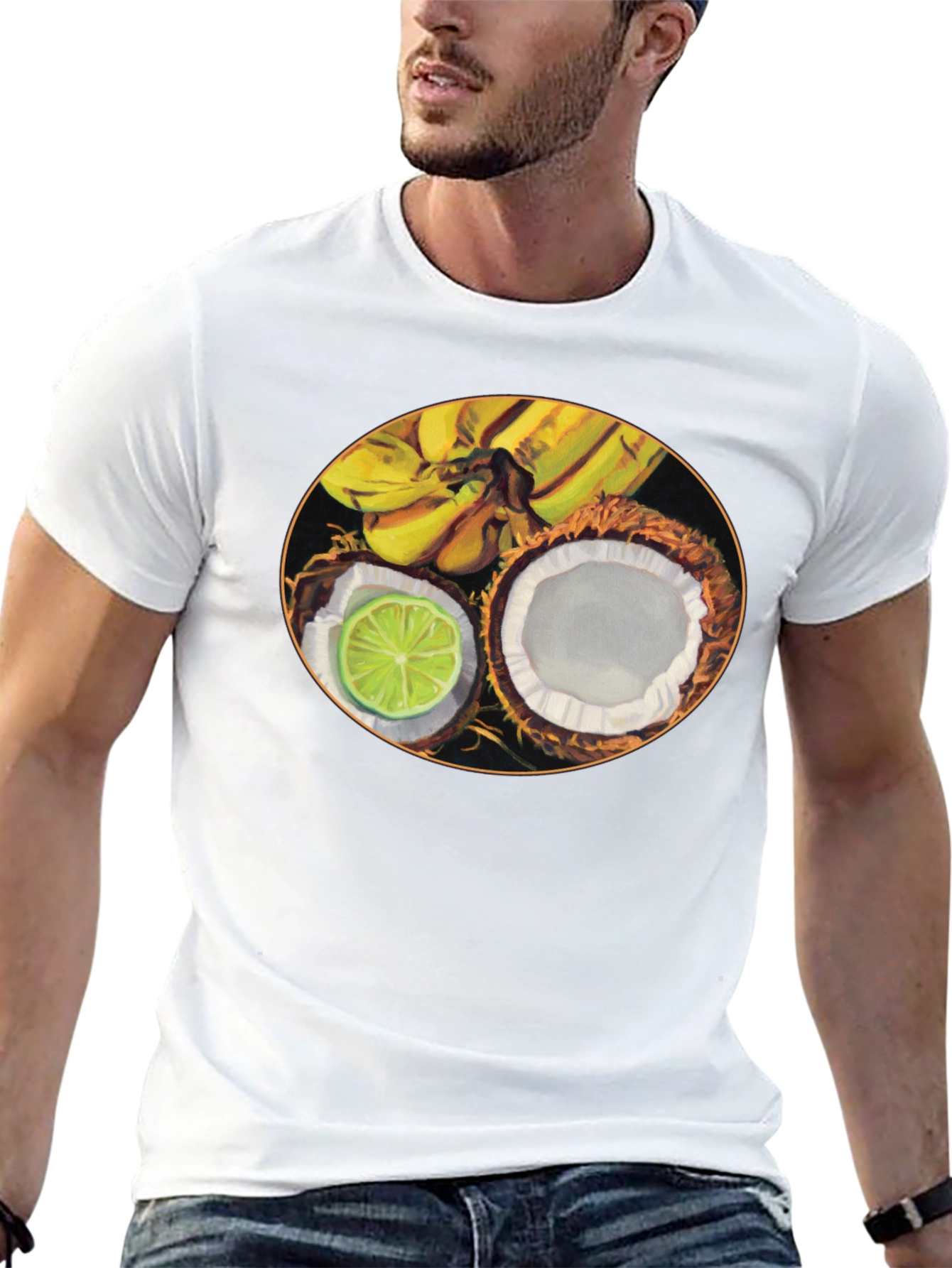 Tropical Fruit Graphic Black T-Shirt