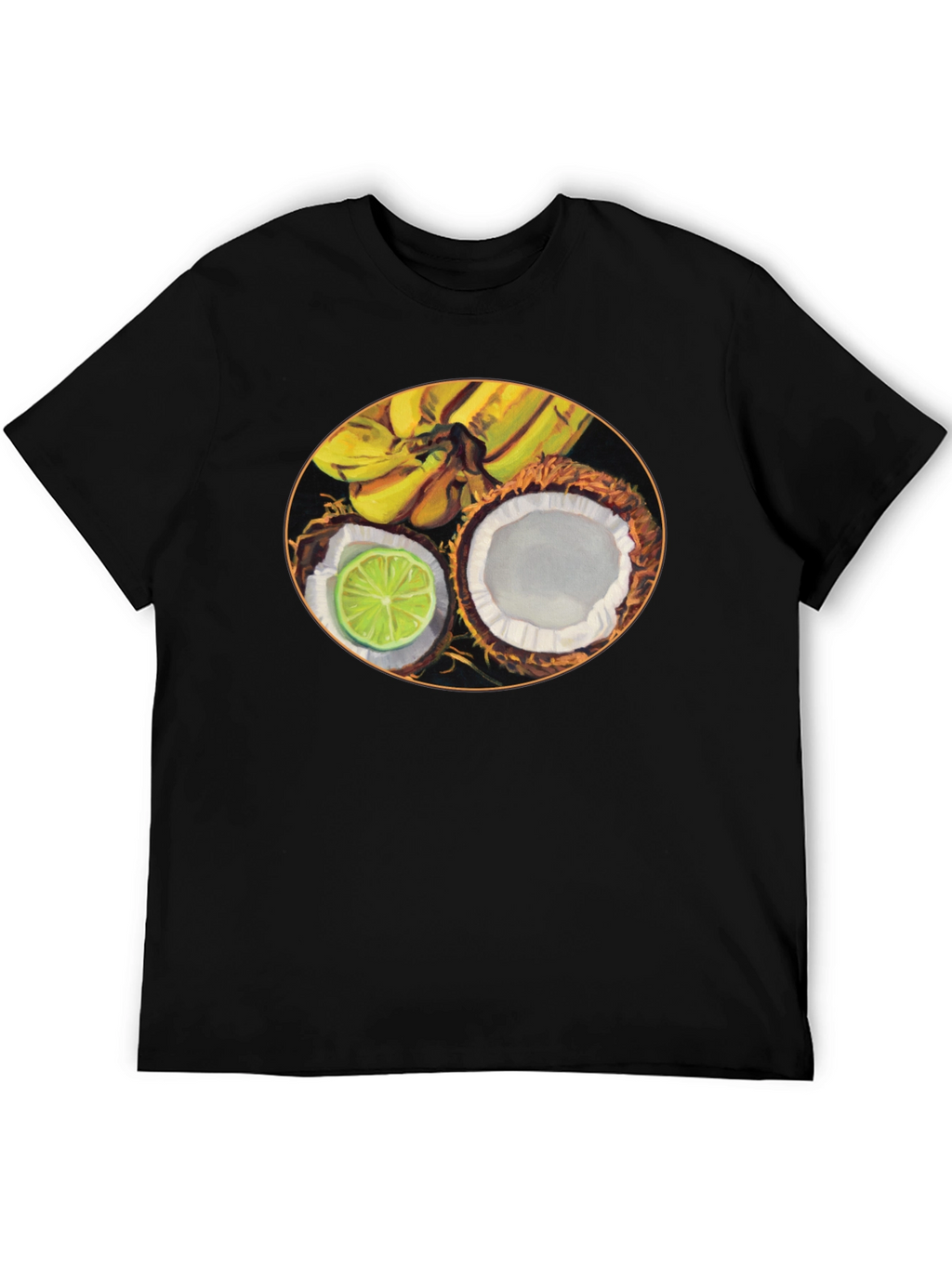 Tropical Fruit Graphic Black T-Shirt
