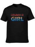 Drummer Girl Retro Graphic Tee