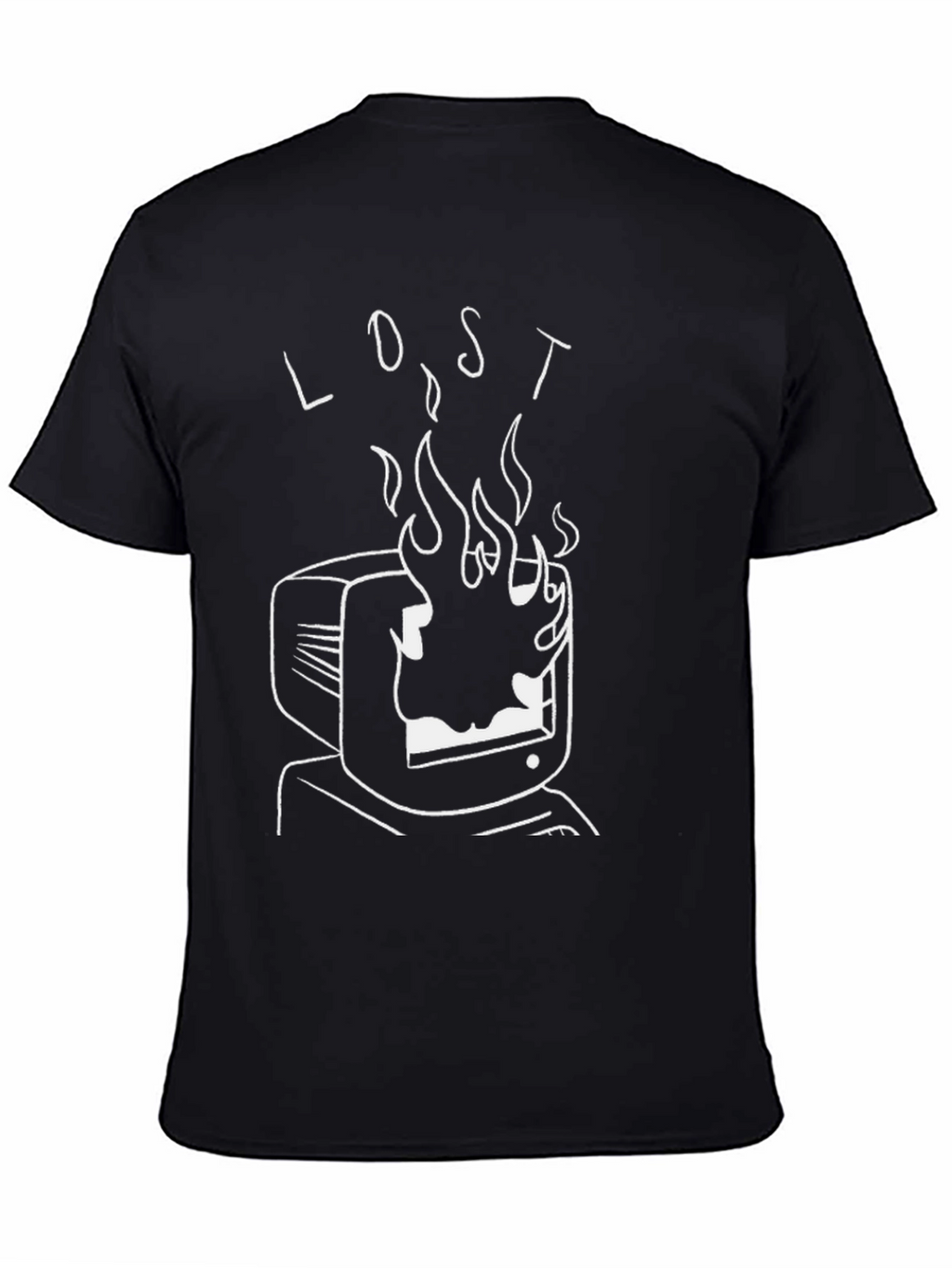 Lost in Flames Graphic Tee - Black Cotton T-Shirt