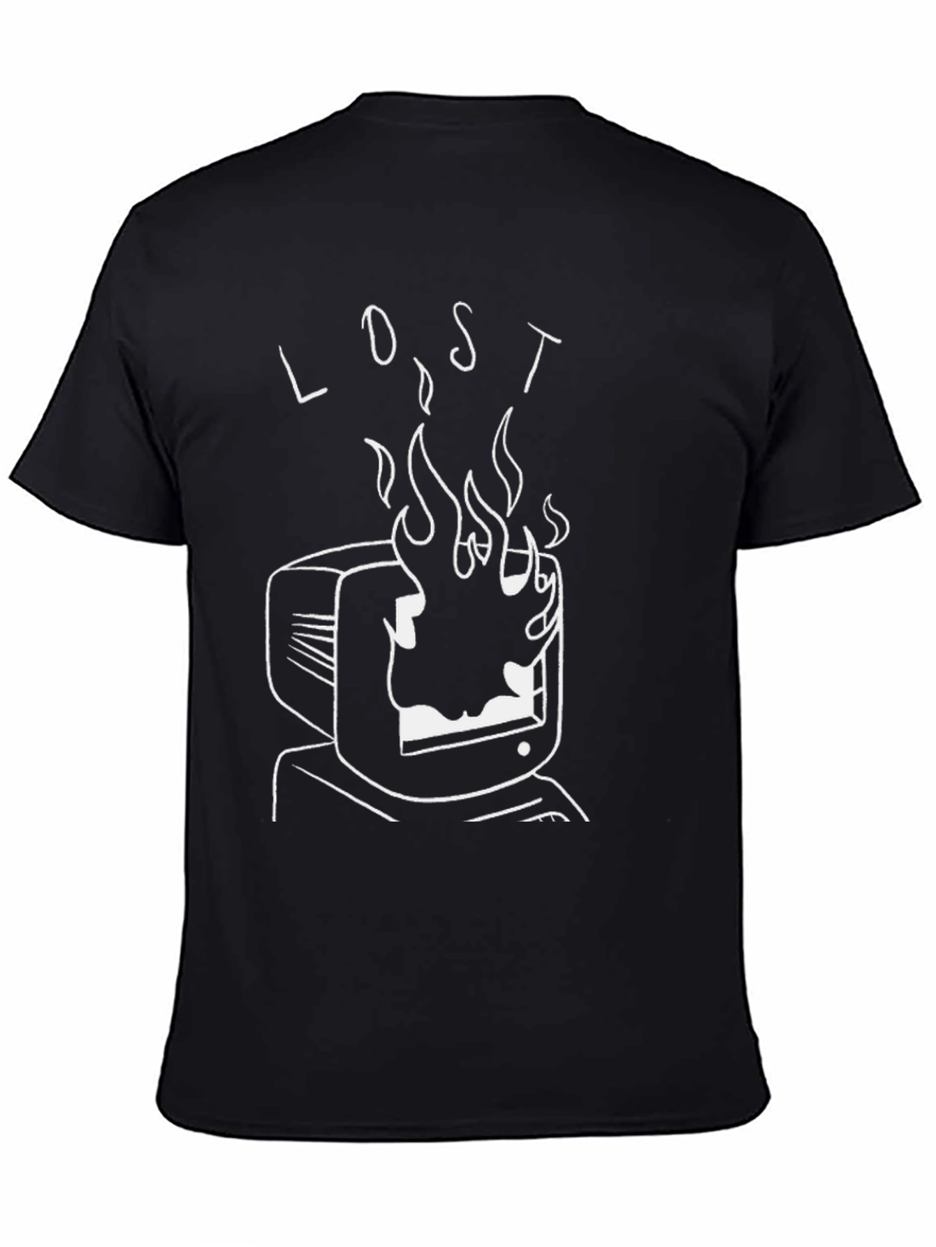 Lost in Flames Graphic Tee - Black Cotton T-Shirt