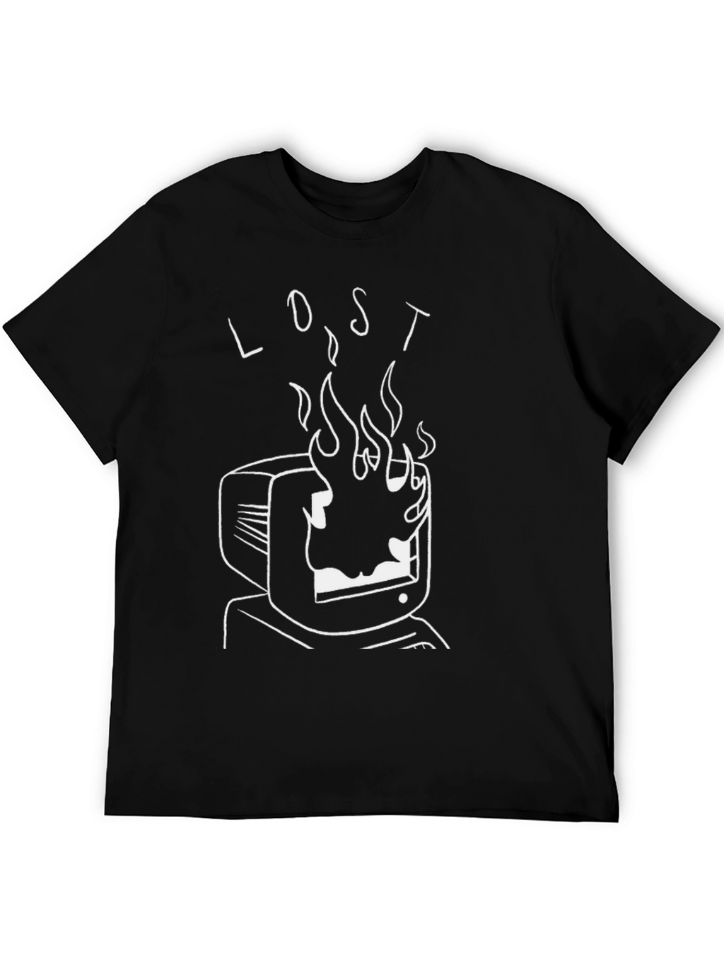 Lost in Flames Graphic Tee - Black Cotton T-Shirt