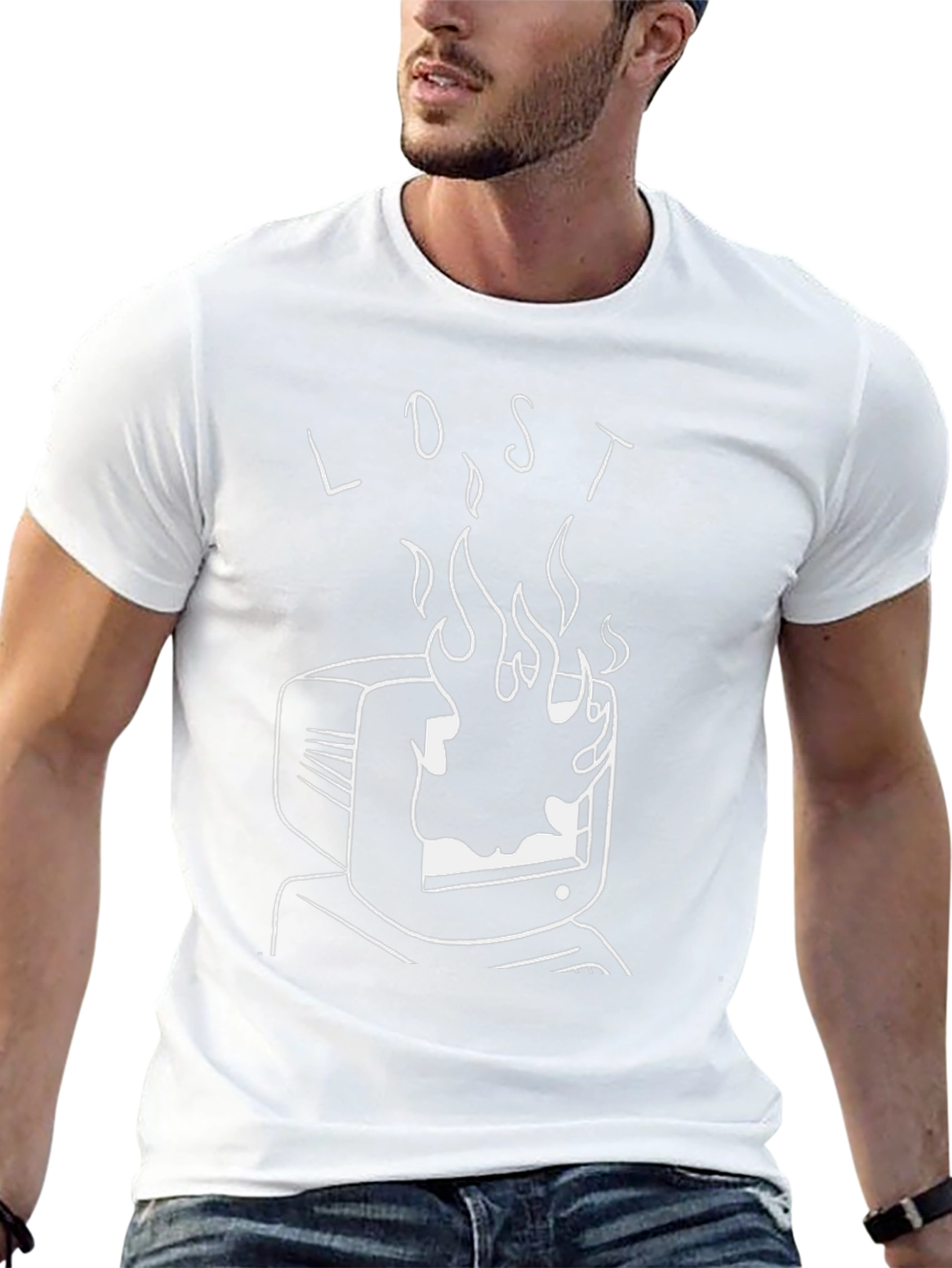 Lost in Flames Graphic Tee - Black Cotton T-Shirt