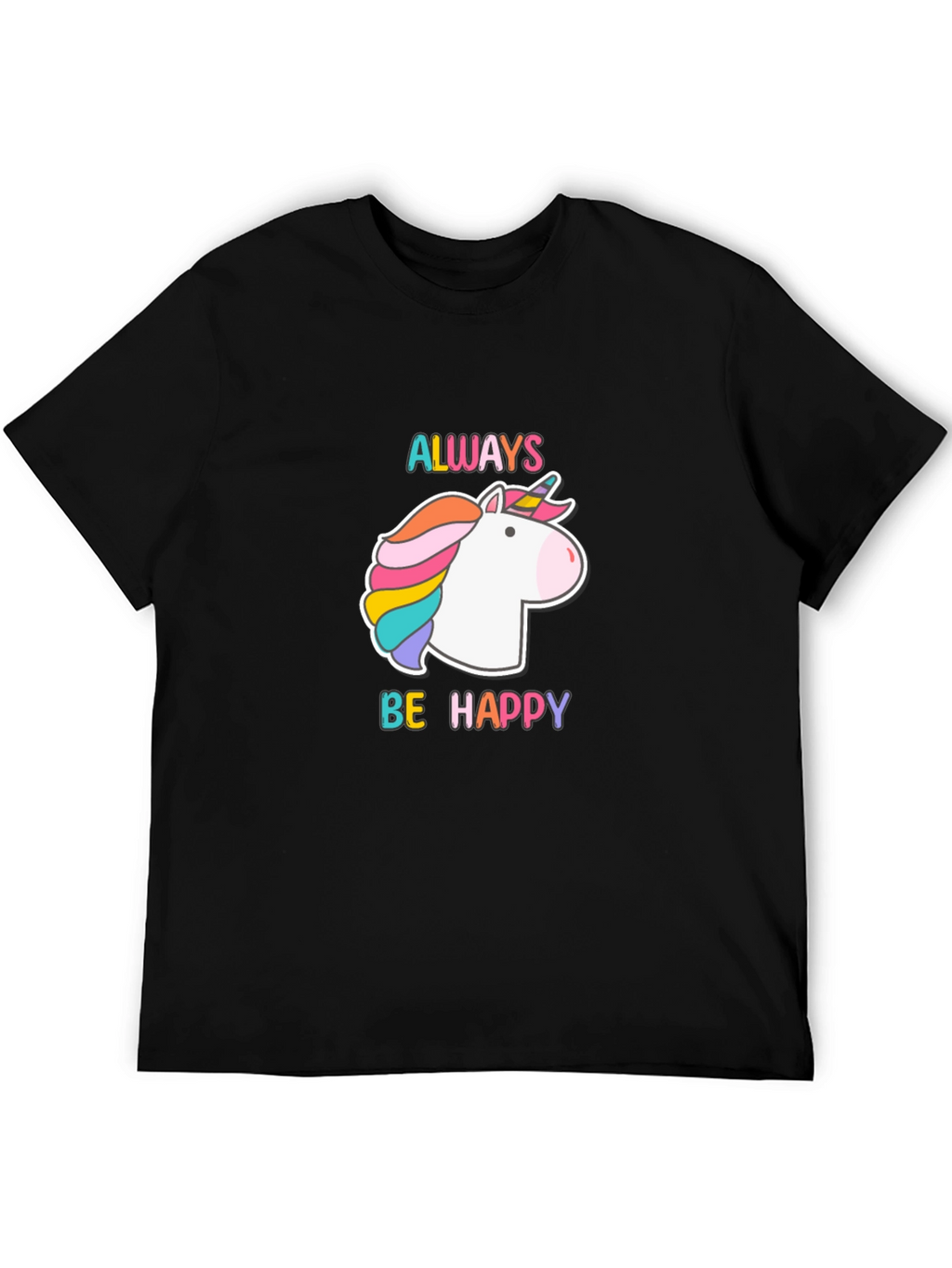 Unicorn Always Be Happy Black Tee