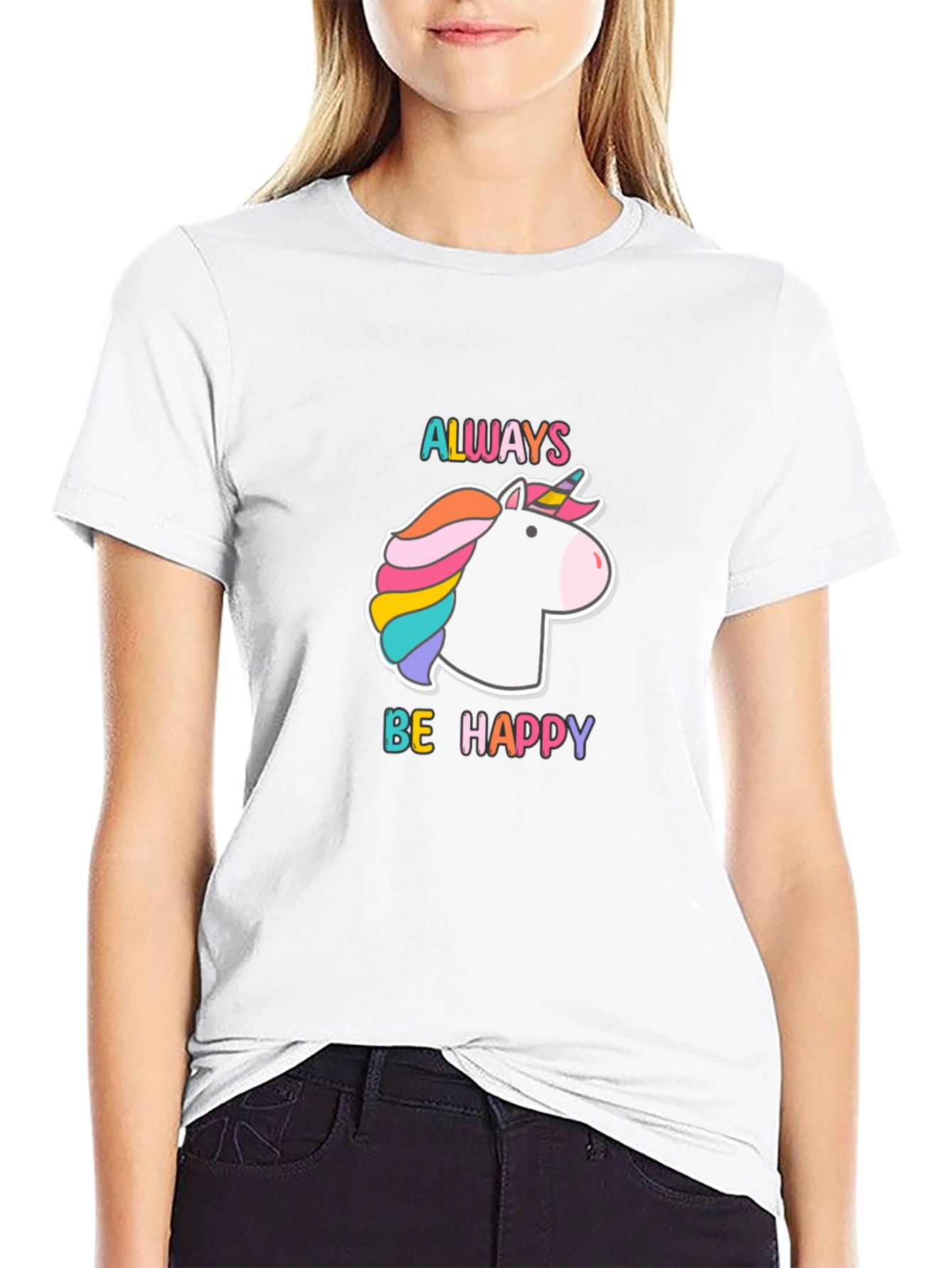 Unicorn Always Be Happy Black Tee