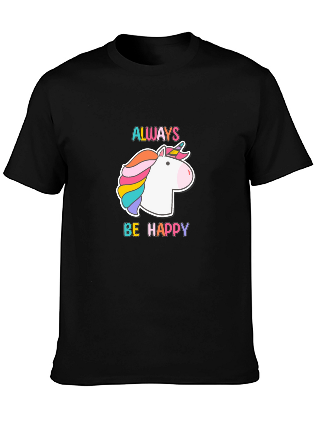 Unicorn Always Be Happy Black Tee