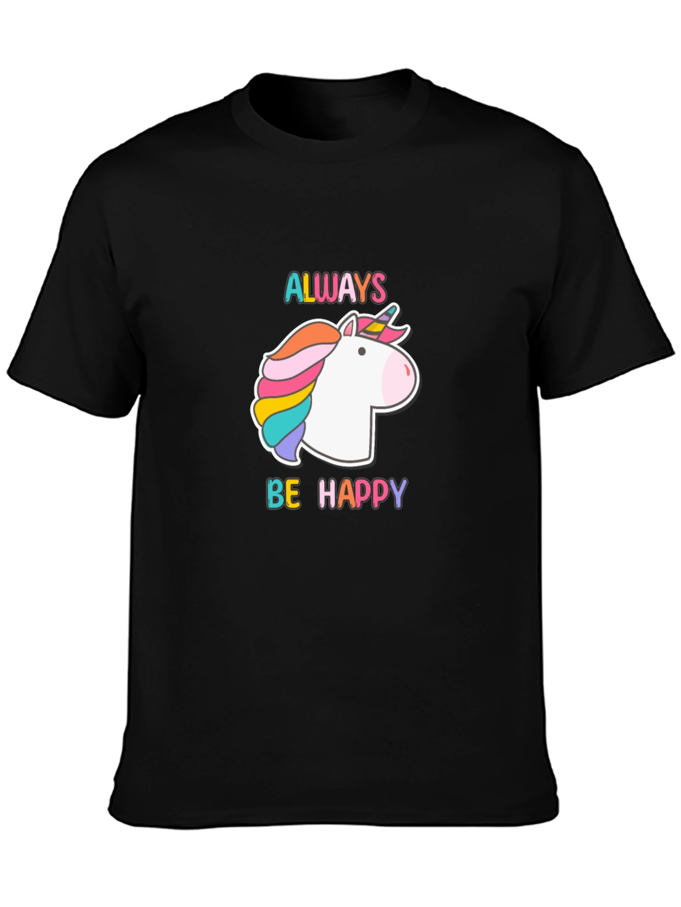 Unicorn Always Be Happy Black Tee