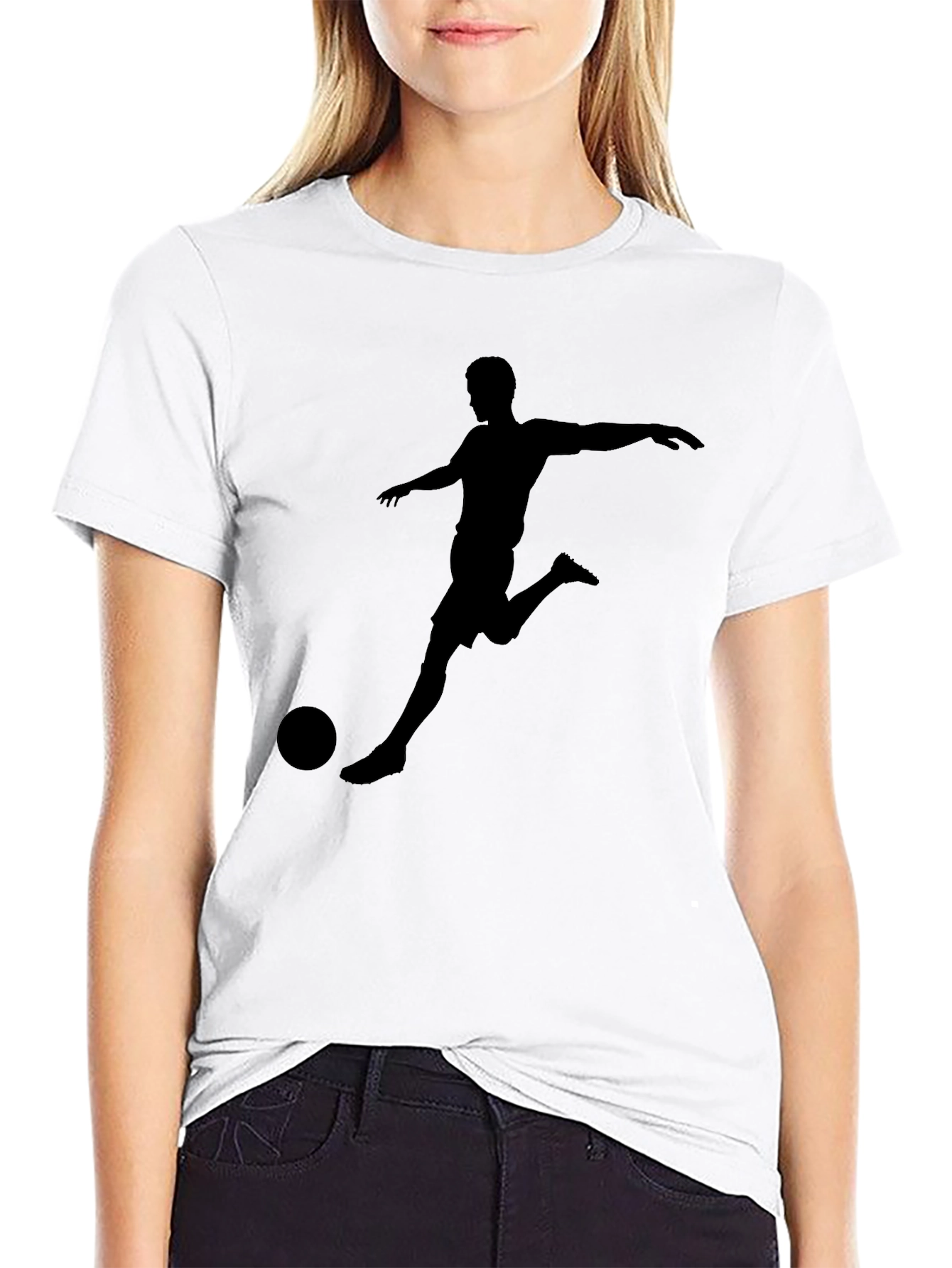Mens Soccer Silhouette Graphic Tee - Black