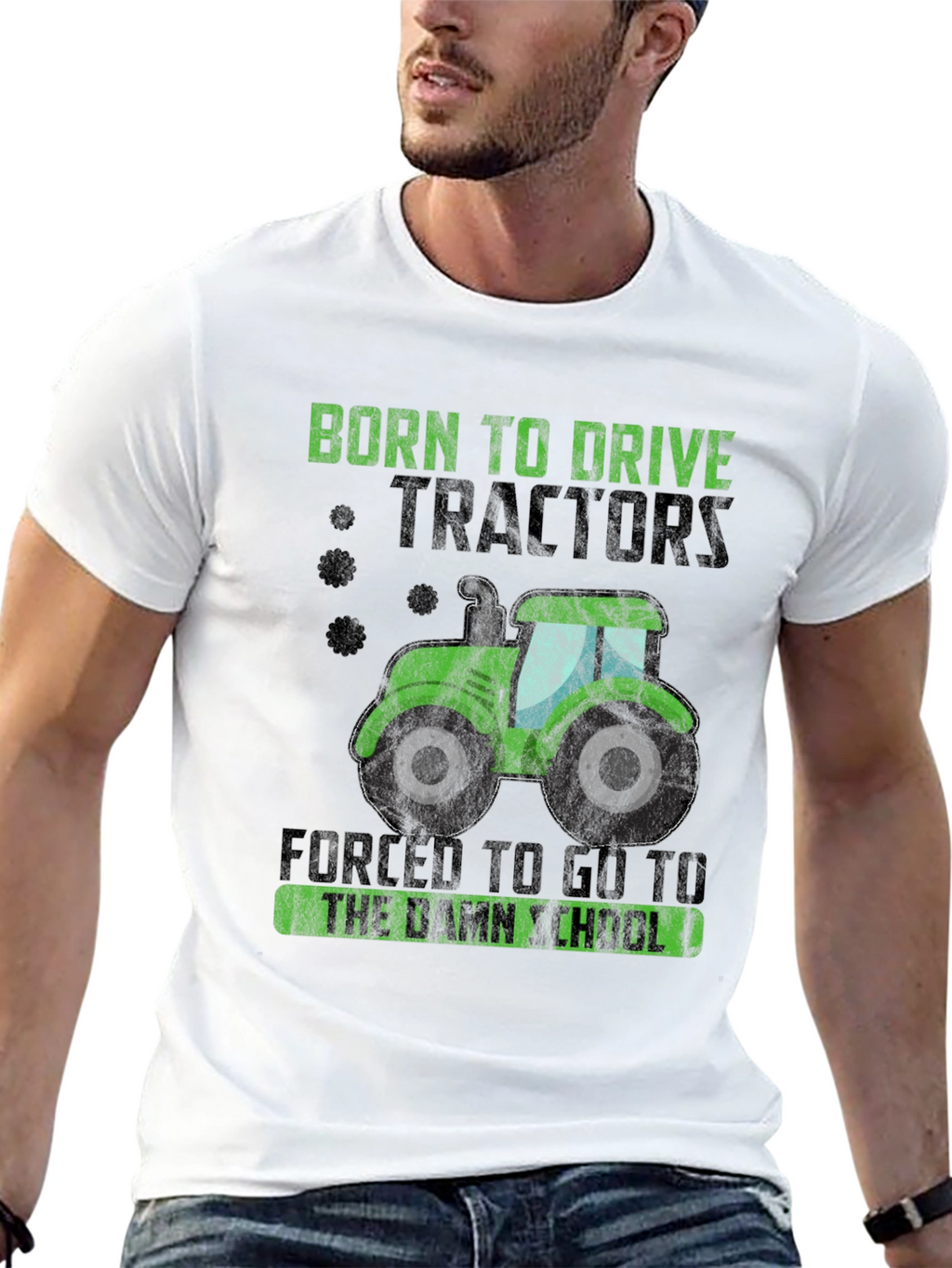 Born to Drive Tractors Funny Graphic Tee